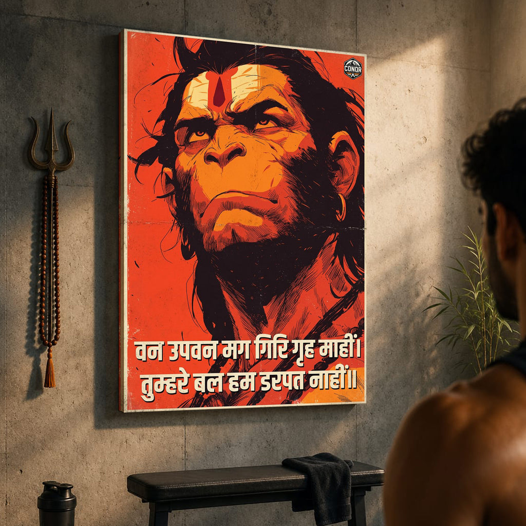 Hanuman Chalisa Strength - Canvas Wall Art (CONQR_SAN_HAN_08)