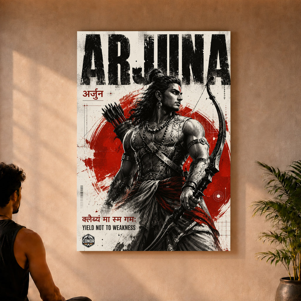 Arjuna Mighty Warrior - Canvas Wall Art (CONQR_SAN_02)