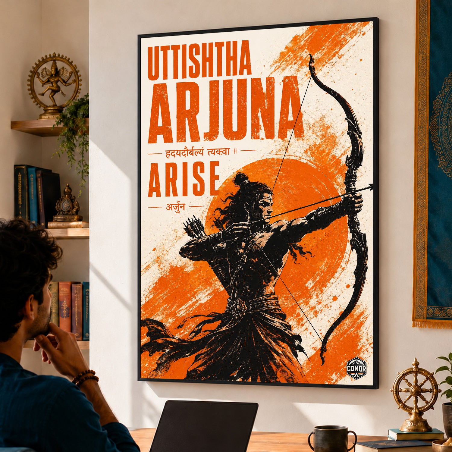 Uttishtha Arjuna Arise - Canvas Wall Art (CONQR_SAN_01)