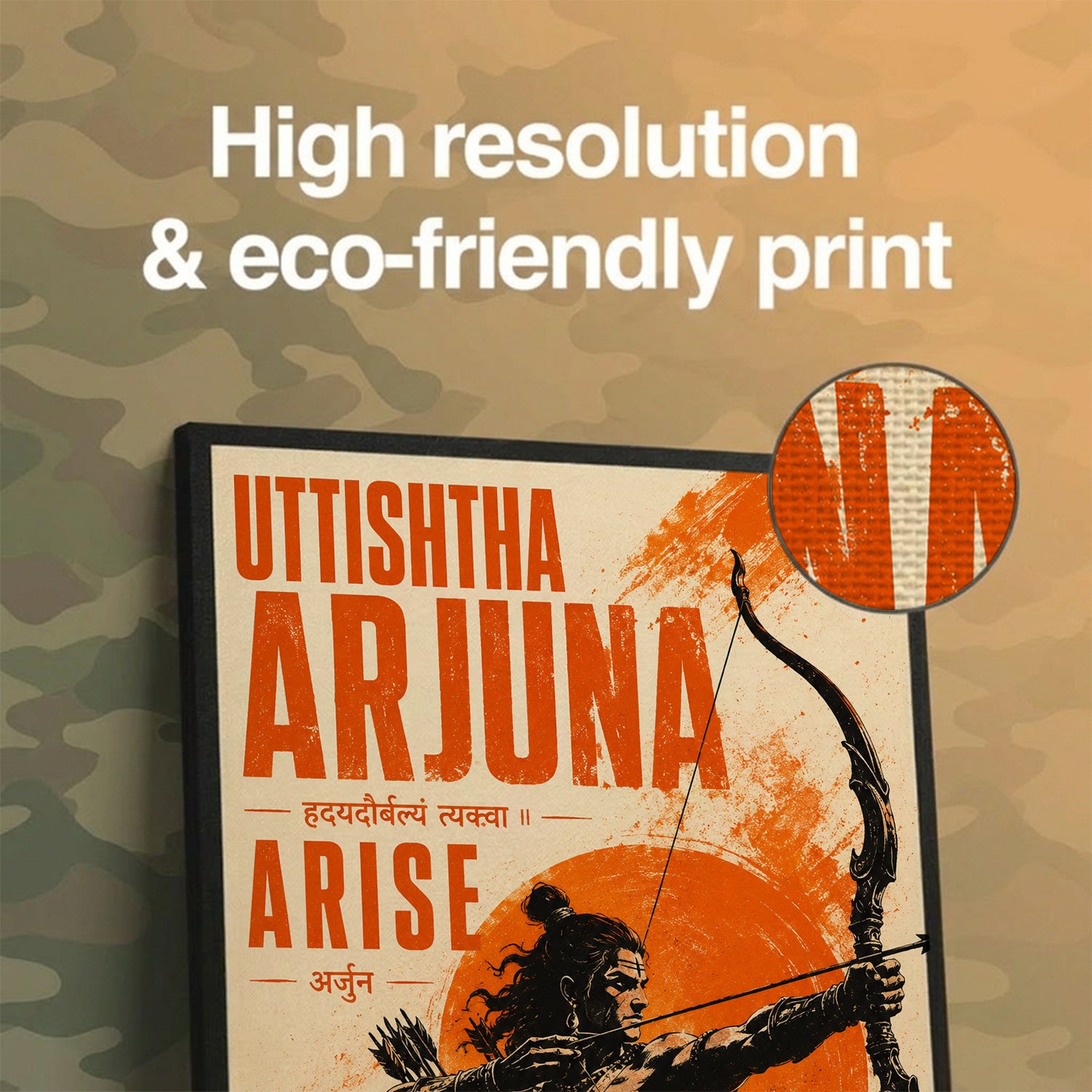 Uttishtha Arjuna Arise - Canvas Wall Art (CONQR_SAN_01)