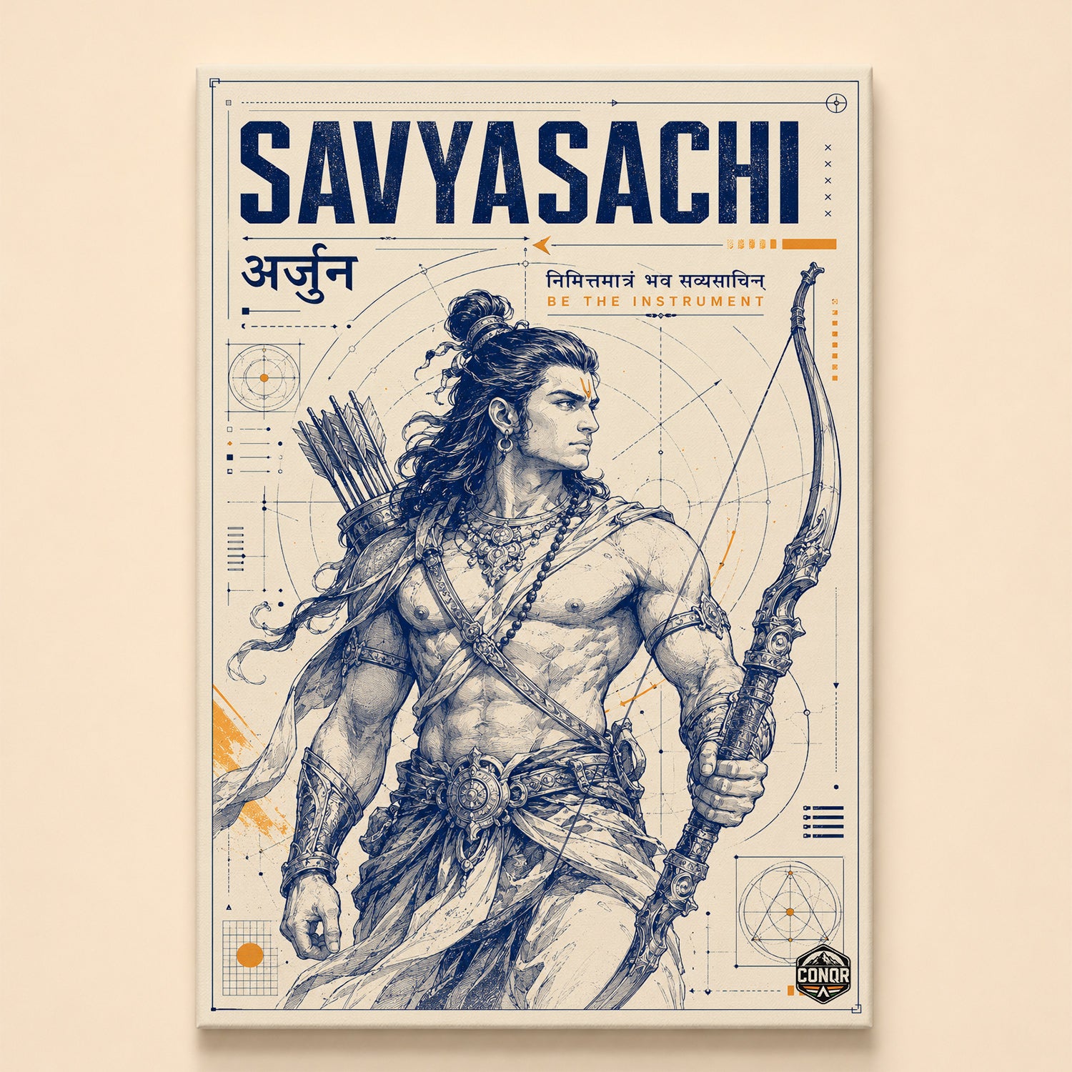 Savyasachi Arjuna Blueprint - Canvas Wall Art (CONQR_SAN_04)