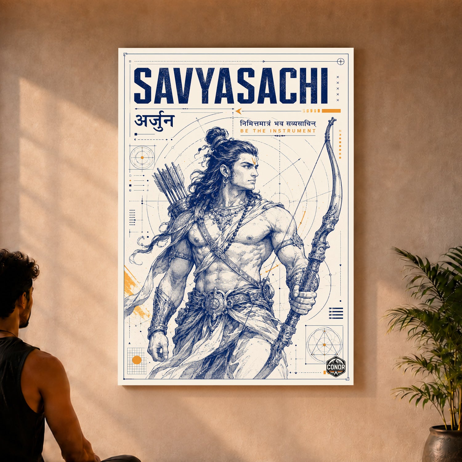 Savyasachi Arjuna Blueprint - Canvas Wall Art (CONQR_SAN_04)