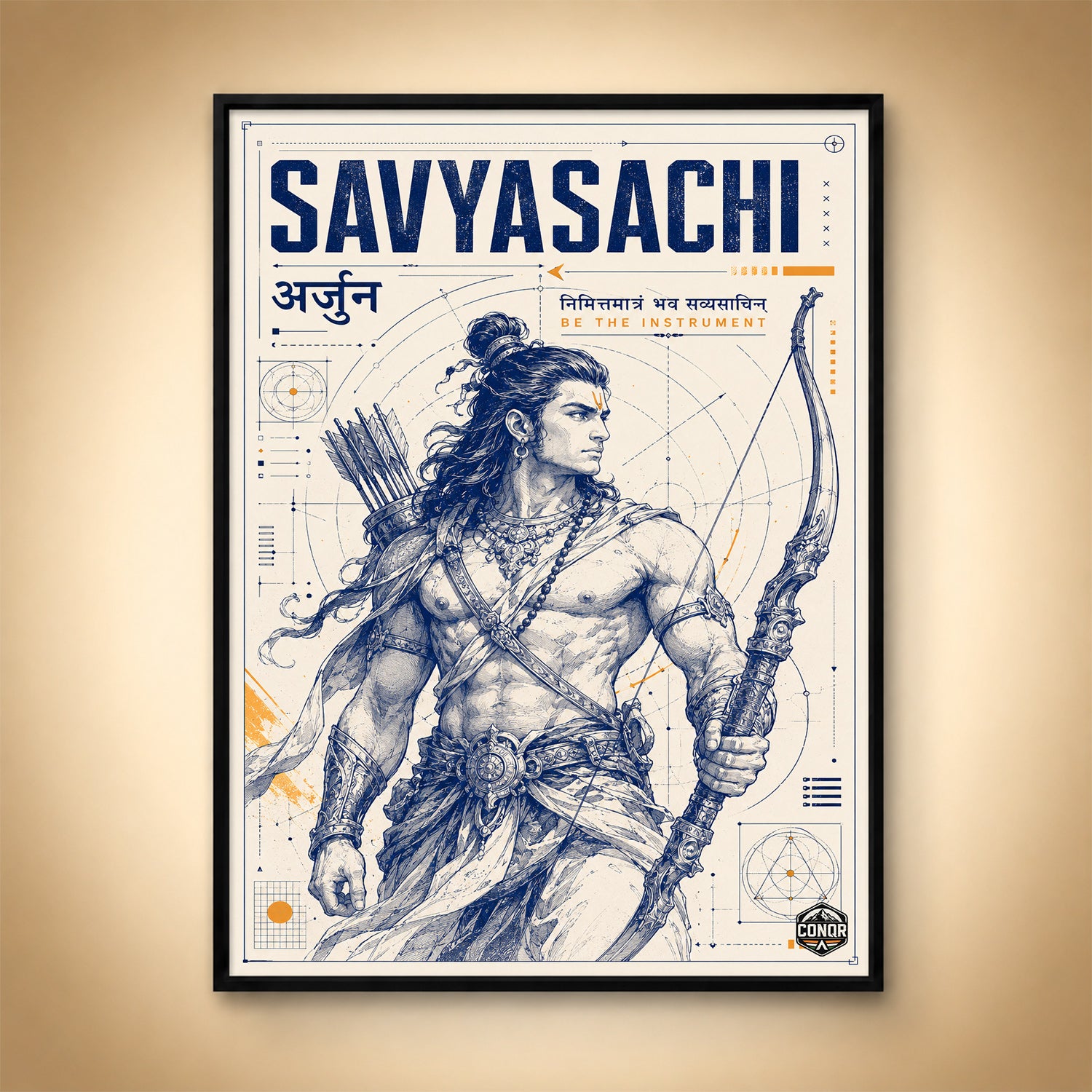 Savyasachi Arjuna Blueprint - Canvas Wall Art (CONQR_SAN_04)