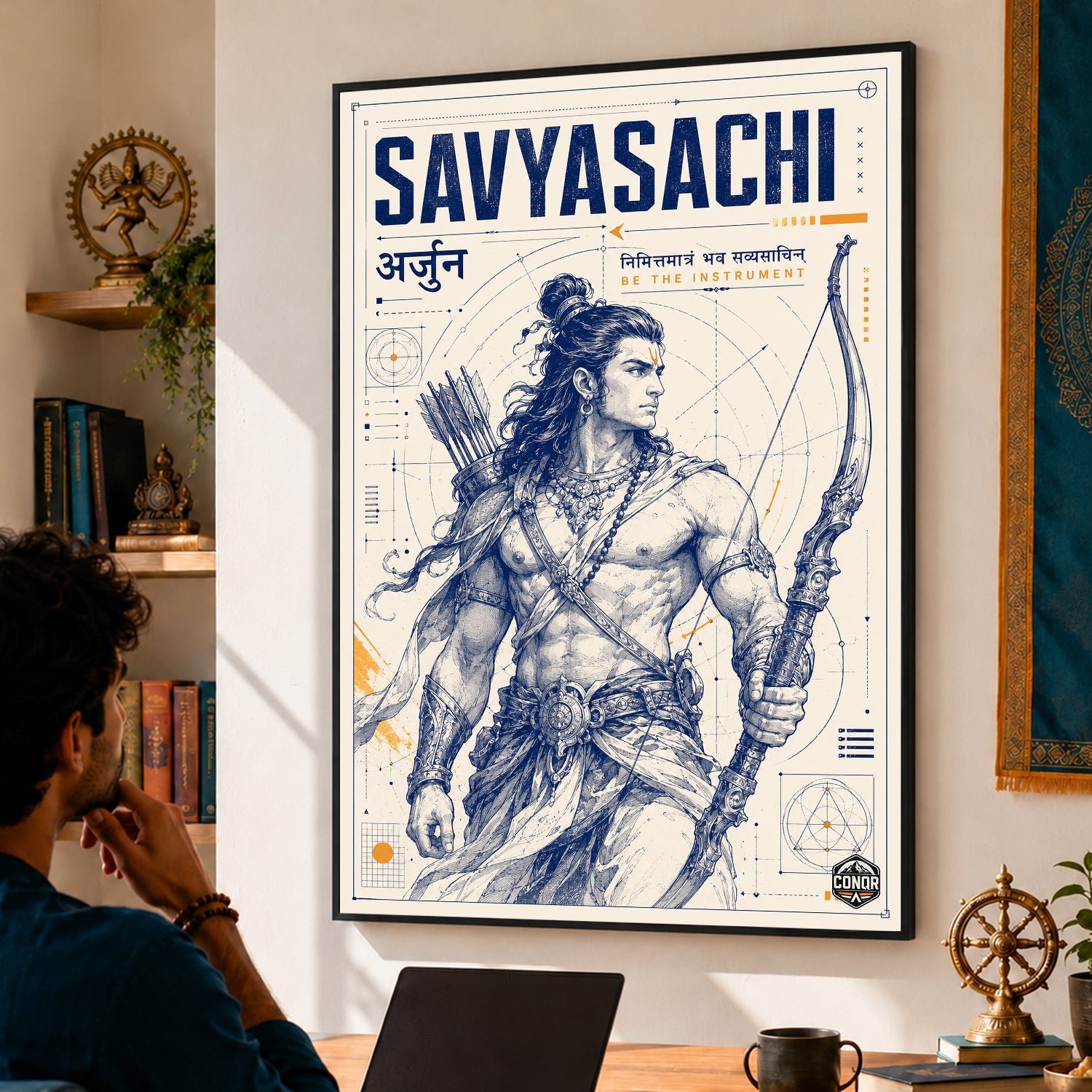 Savyasachi Arjuna Blueprint - Canvas Wall Art (CONQR_SAN_04)
