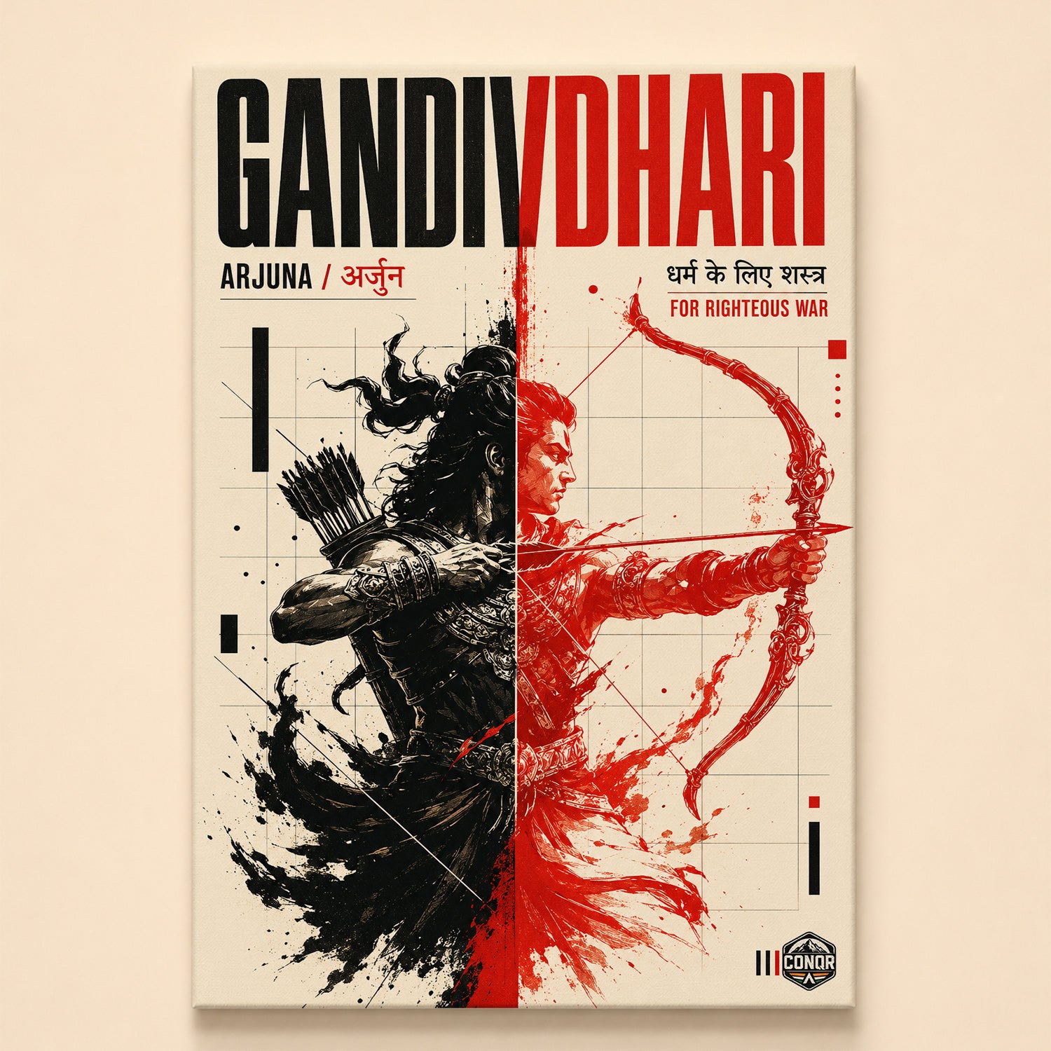 Gandivdhari Arjuna Righteous War - Canvas Wall Art (CONQR_SAN_05)