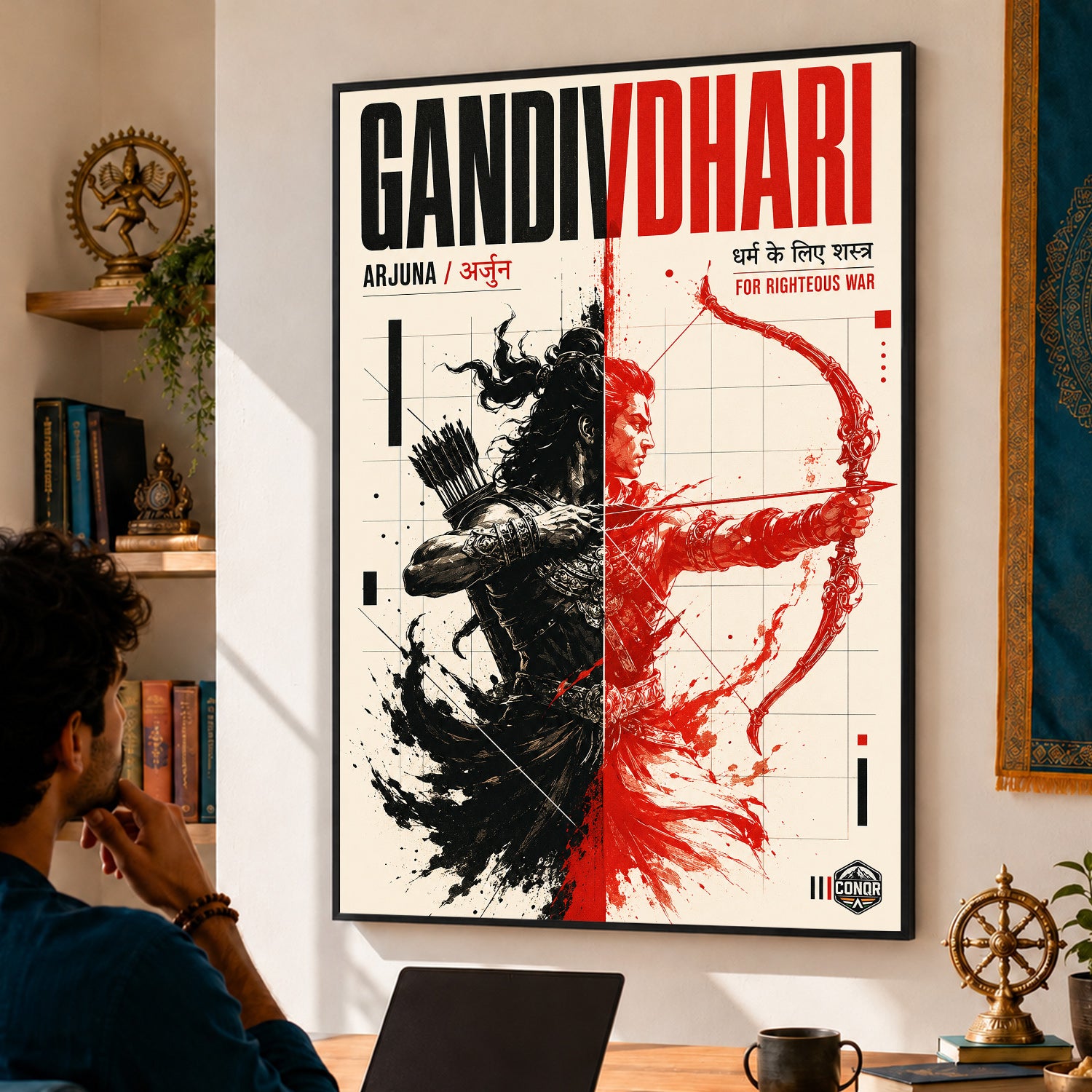 Gandivdhari Arjuna Righteous War - Canvas Wall Art (CONQR_SAN_05)