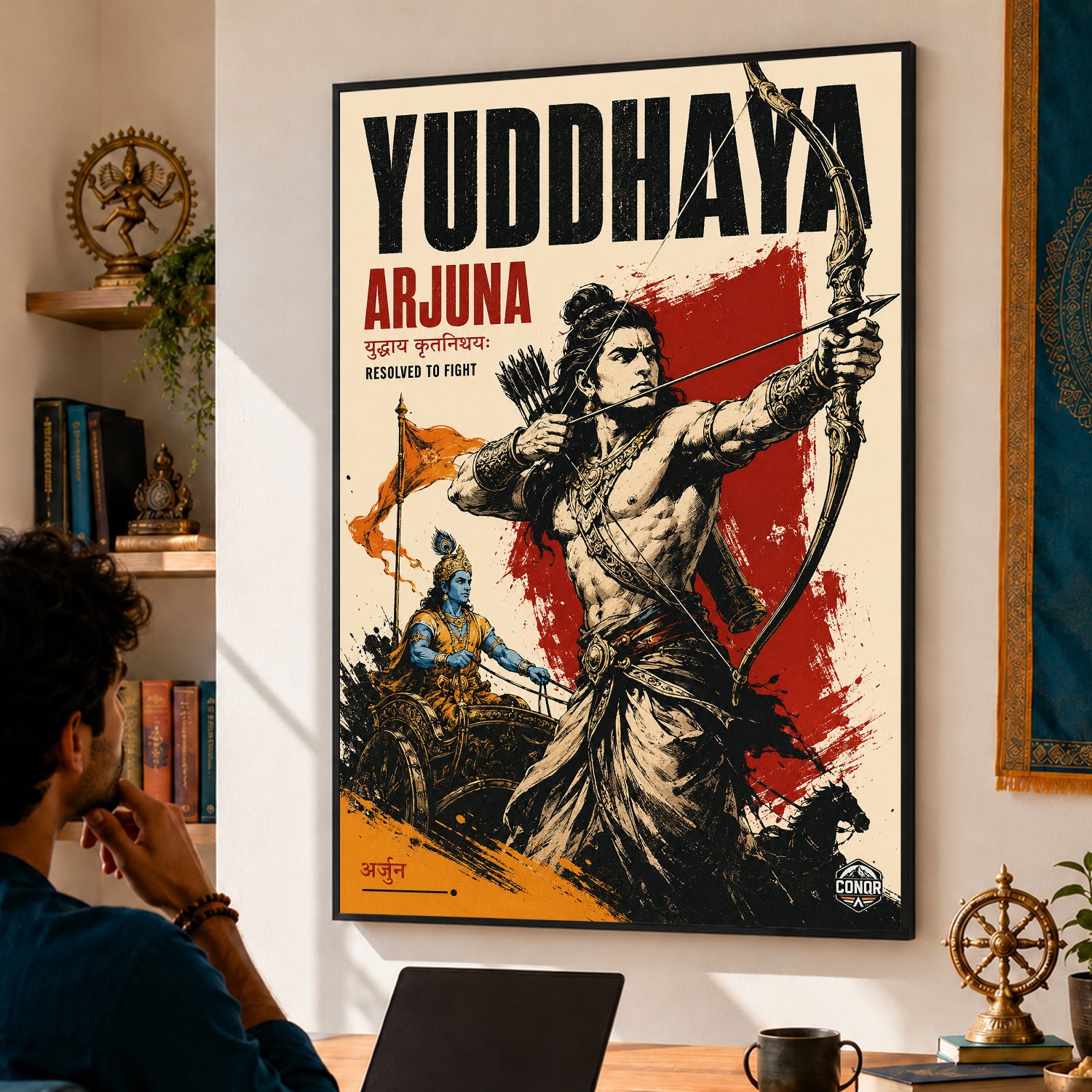 Yuddhaya Arjuna Resolved To Fight - Canvas Wall Art (CONQR_SAN_06)
