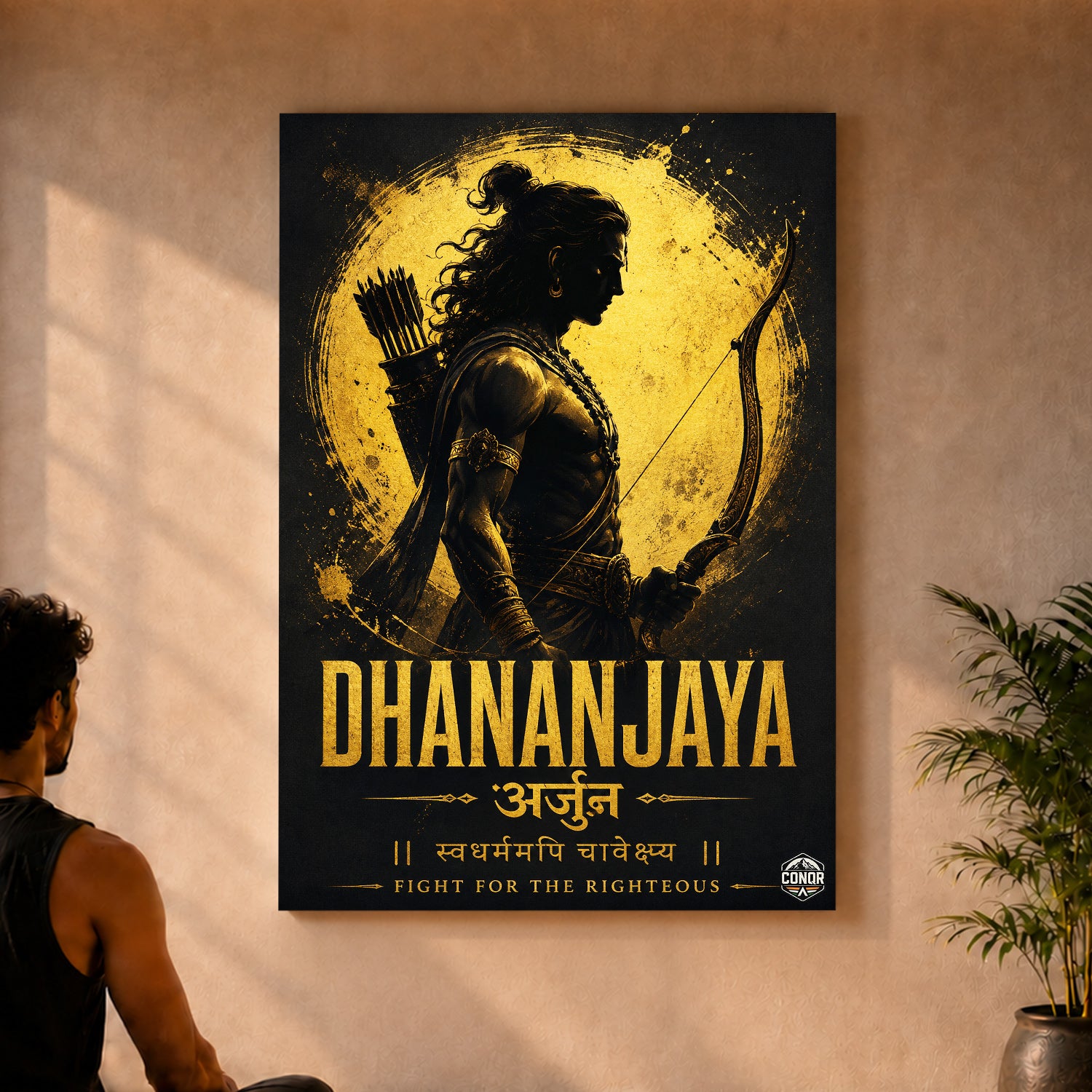 Dhananjaya Arjuna Fight For Righteous - Canvas Wall Art (CONQR_SAN_07)