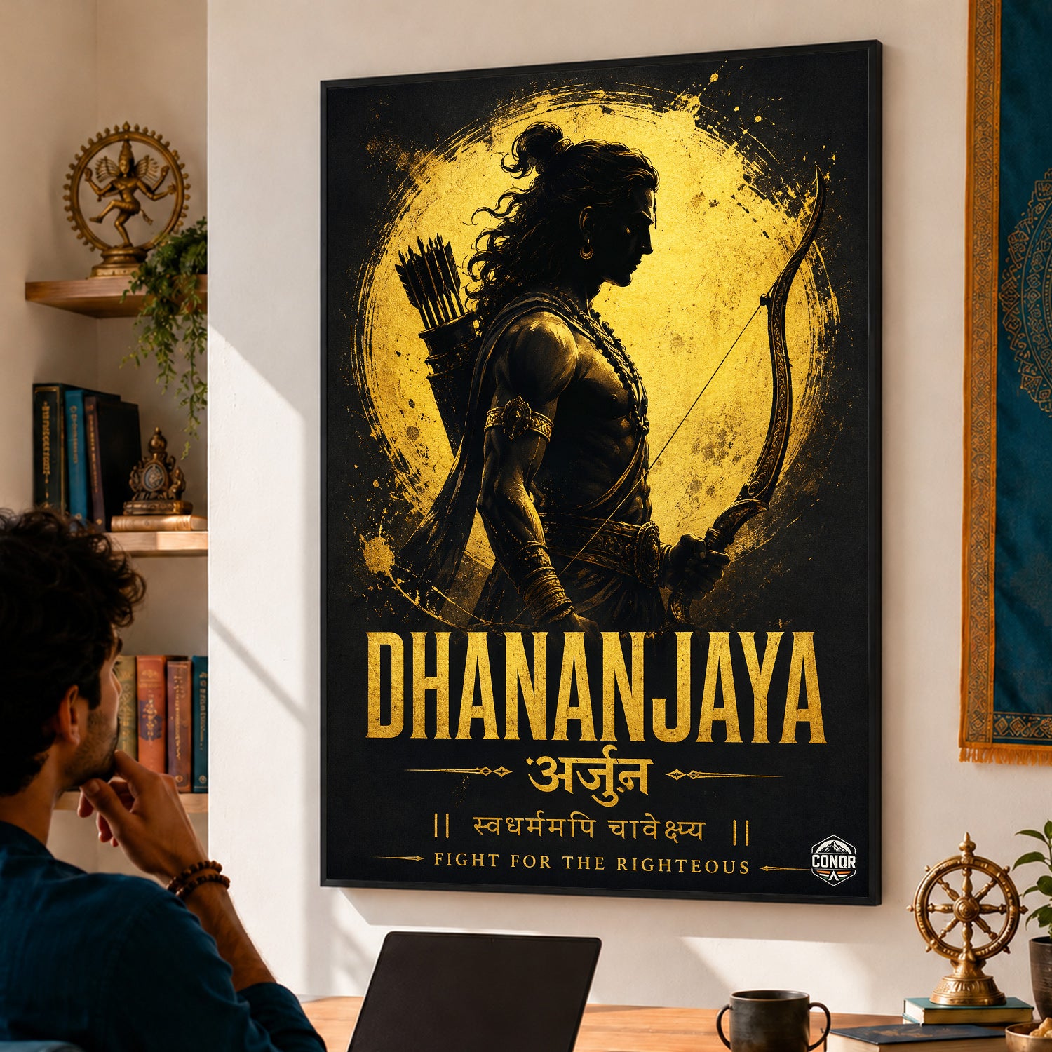 Dhananjaya Arjuna Fight For Righteous - Canvas Wall Art (CONQR_SAN_07)