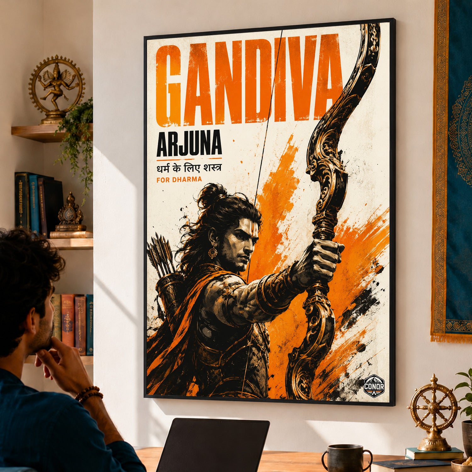 Gandivdhari Arjuna Dharma - Canvas Wall Art (CONQR_SAN_10)