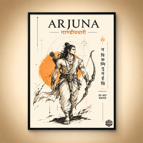 Arjuna Gandivdhari Minimal - Canvas Wall Art (CONQR_SAN_09)