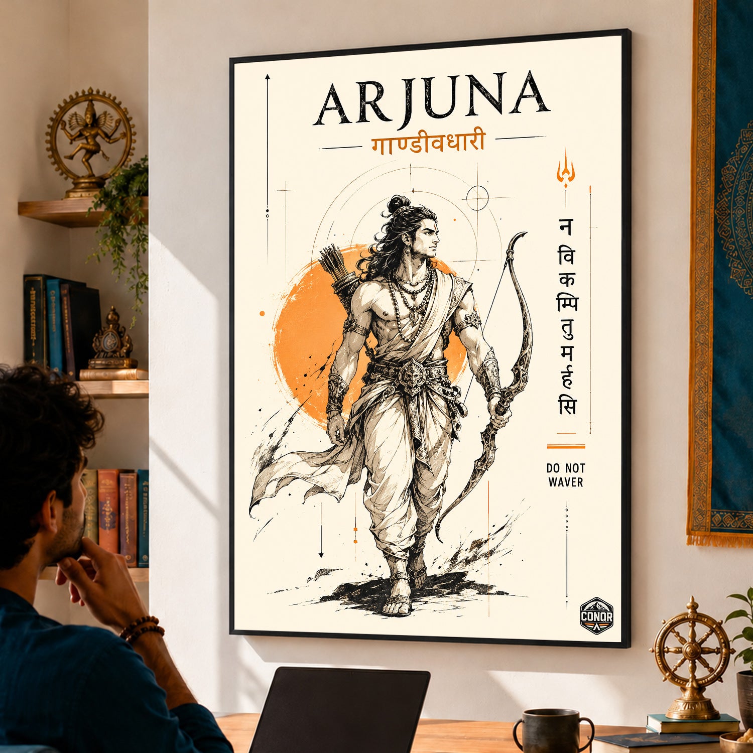 Arjuna Gandivdhari Minimal - Canvas Wall Art (CONQR_SAN_09)