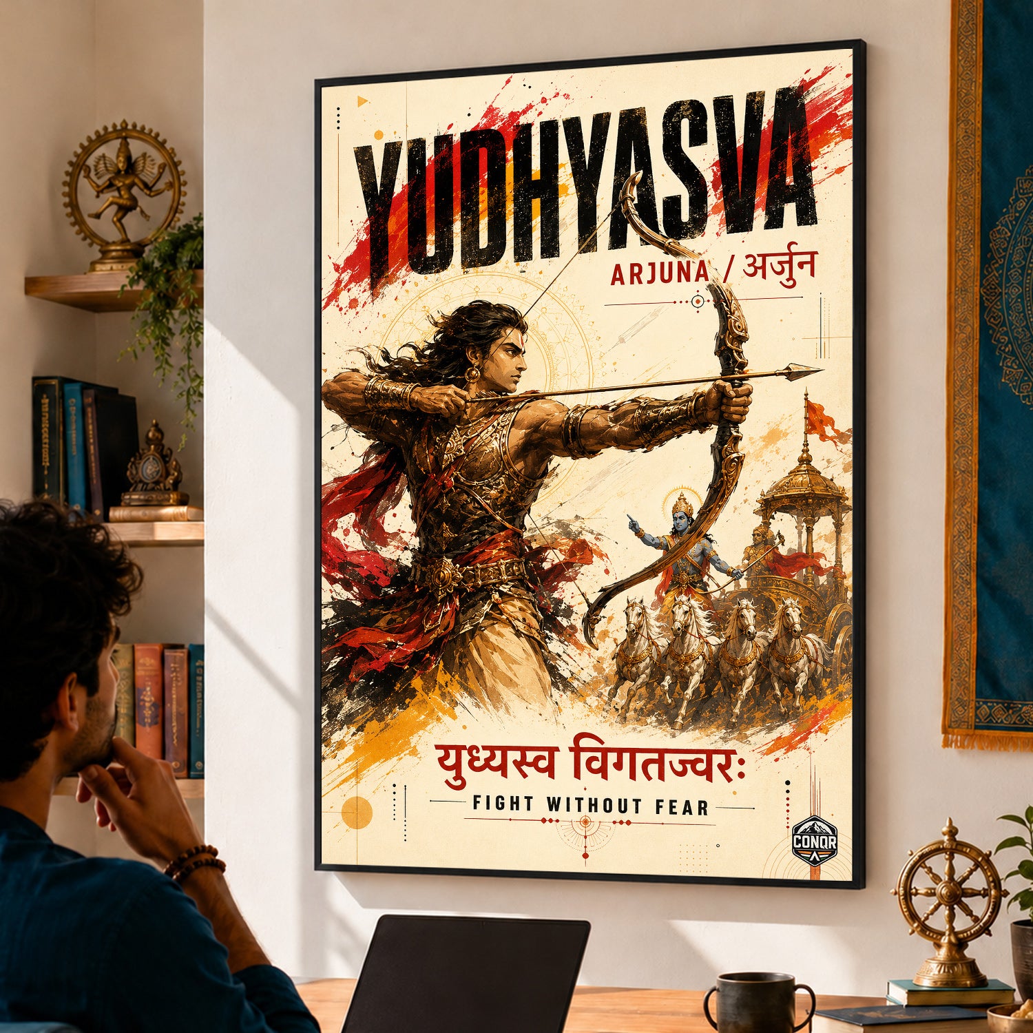 Yudhyasva Arjuna Fight Without Fear - Canvas Wall Art (CONQR_SAN_11)