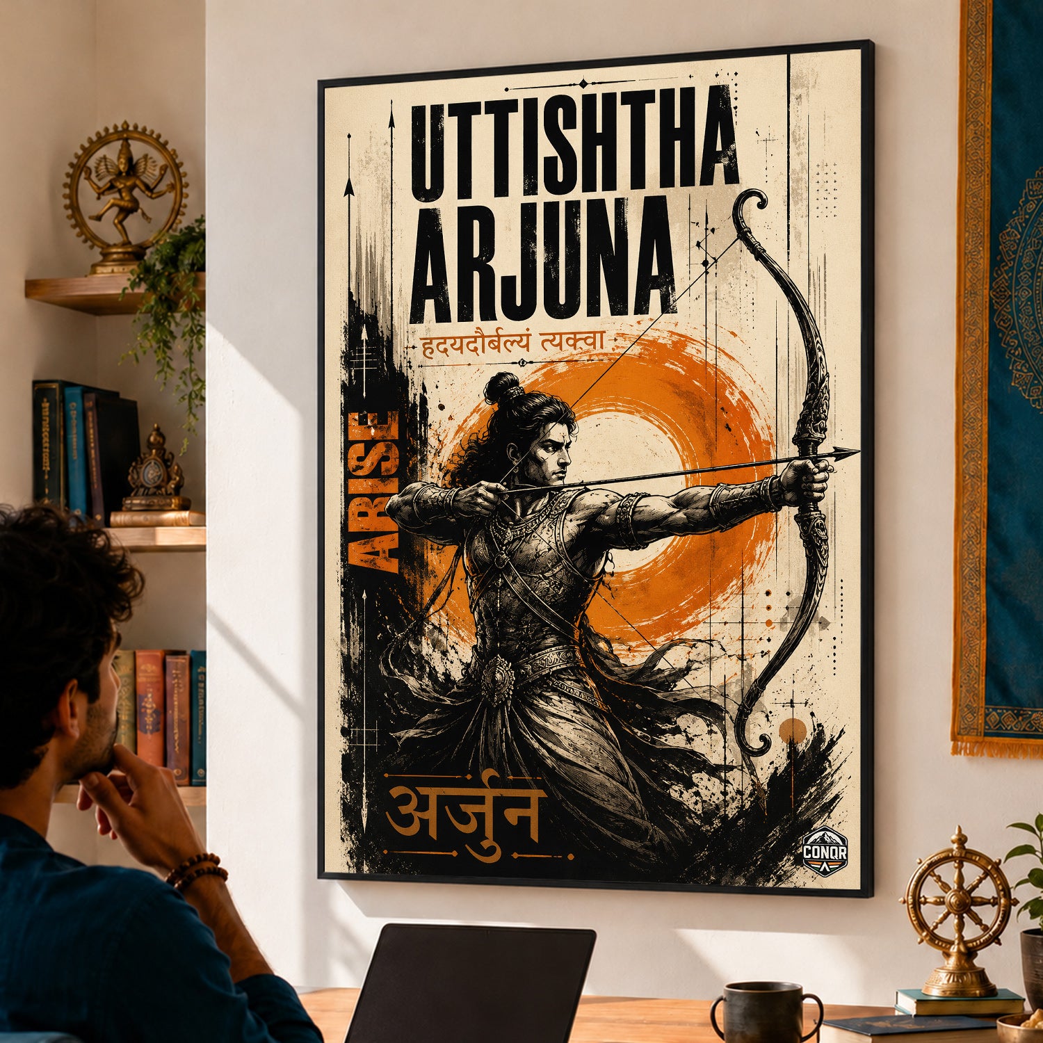 Uttishtha Arjuna - Canvas Wall Art (CONQR_SAN_14)