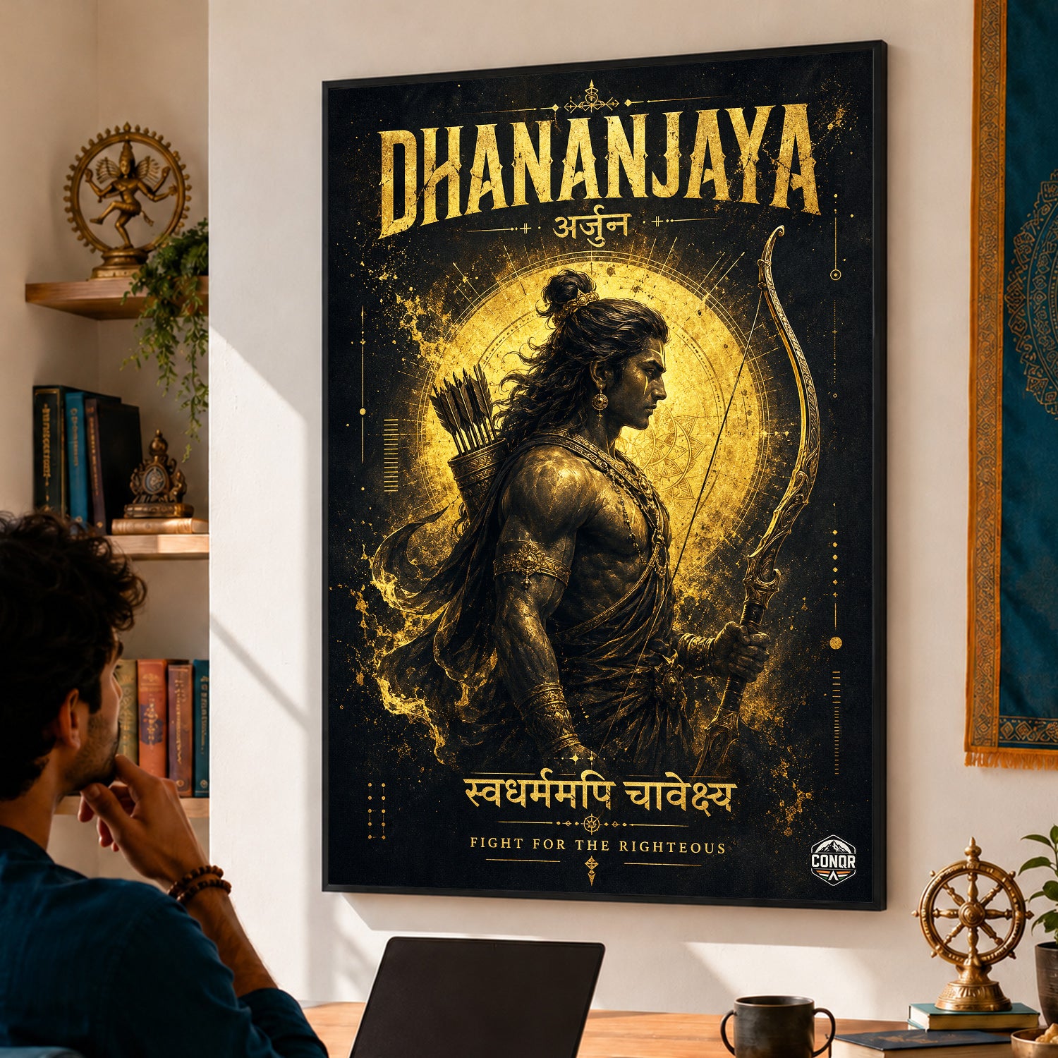 Dhananjaya Arjuna - Canvas Wall Art (CONQR_SAN_16)