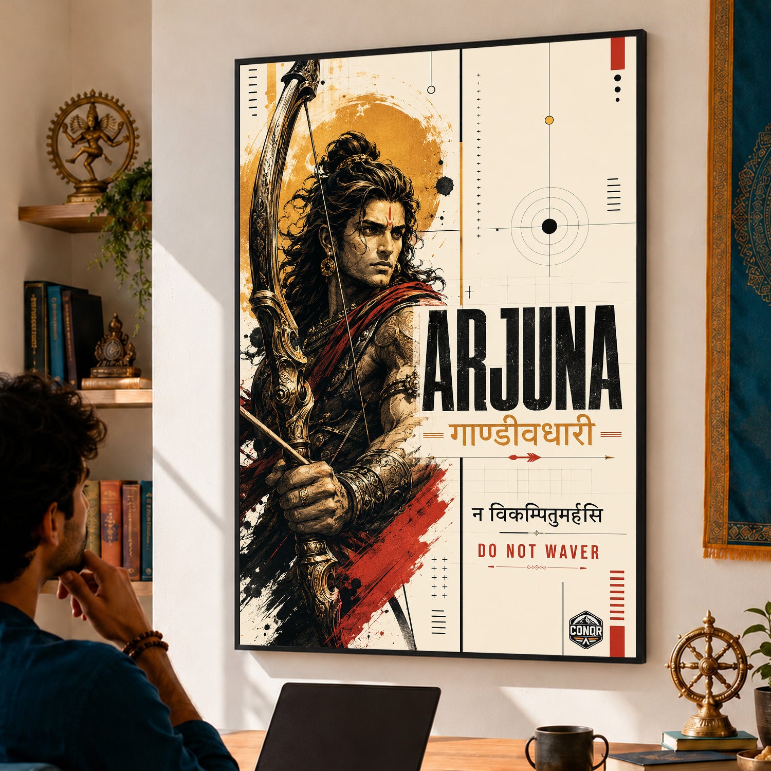 Gandivdhari Arjuna - Canvas Wall Art (CONQR_SAN_20)