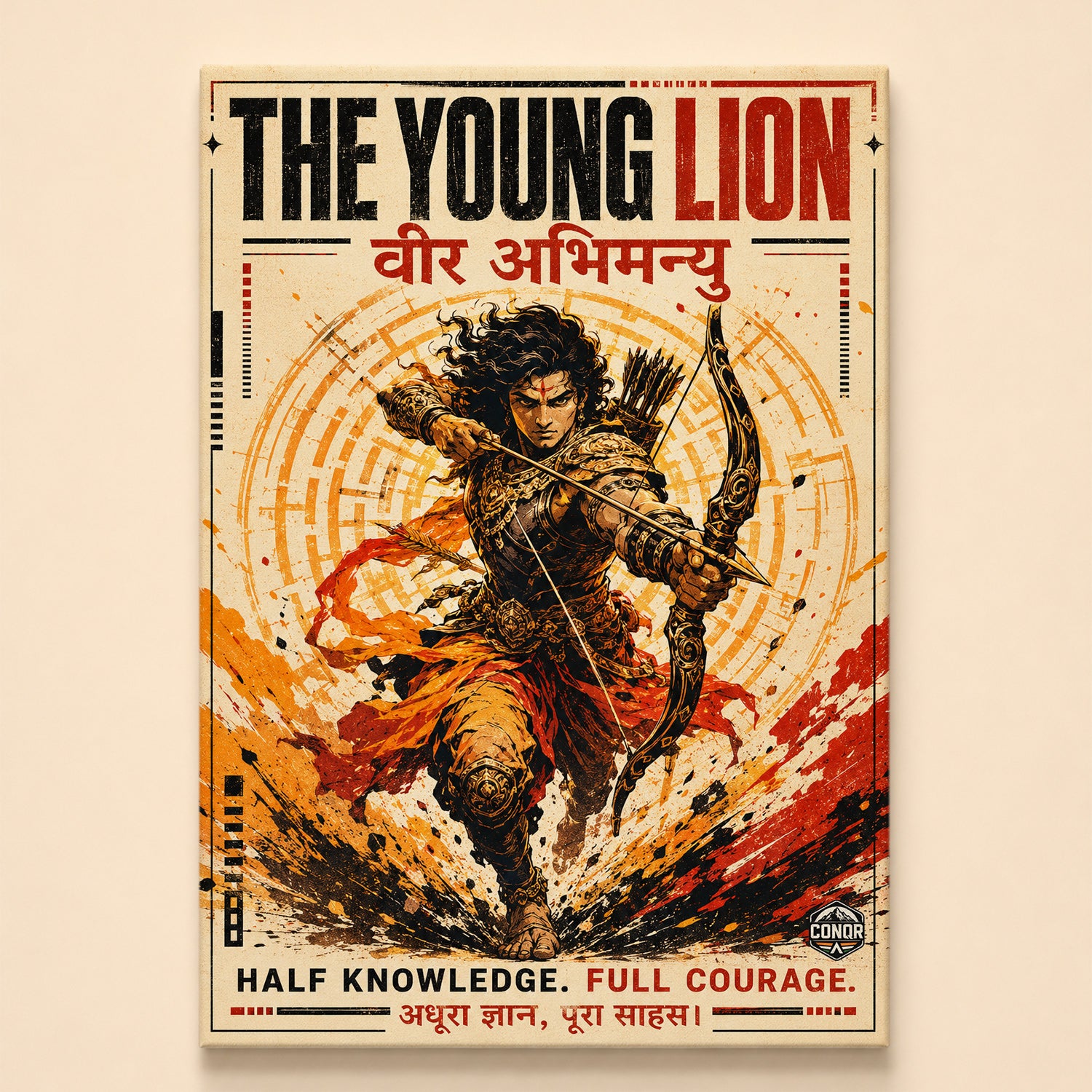 The Young Lion Abhimanyu - Canvas Wall Art (CONQR_ABHI_SAN_02)