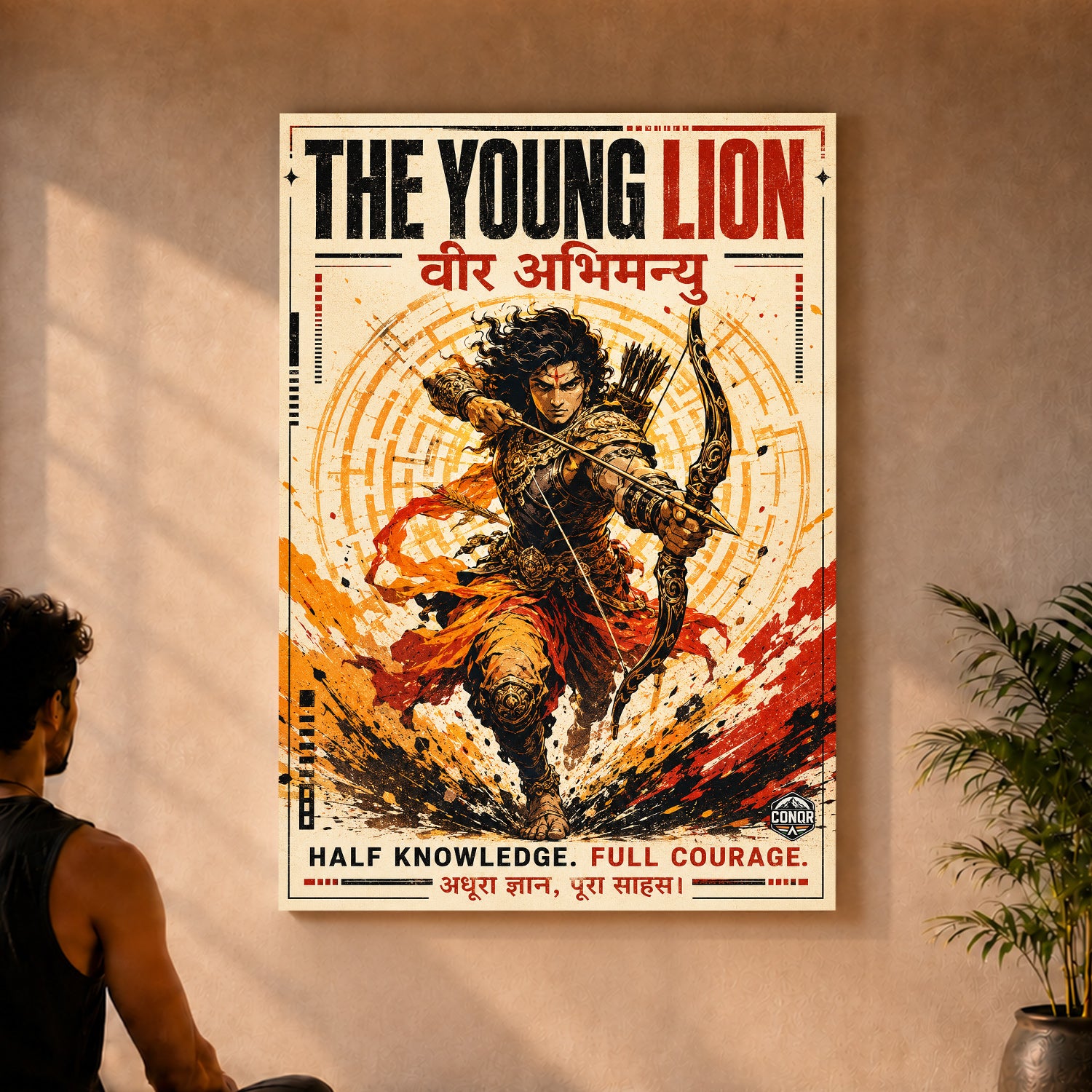 The Young Lion Abhimanyu - Canvas Wall Art (CONQR_ABHI_SAN_02)