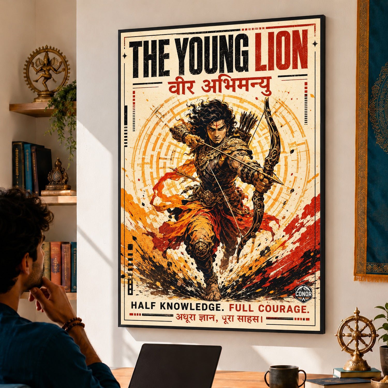The Young Lion Abhimanyu - Canvas Wall Art (CONQR_ABHI_SAN_02)