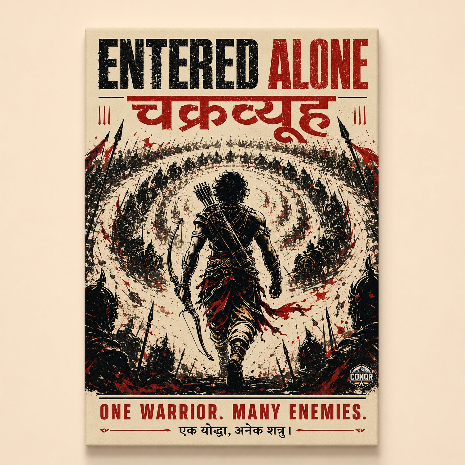 Entered Alone Chakravyuh - Canvas Wall Art (CONQR_ABHI_SAN_03)