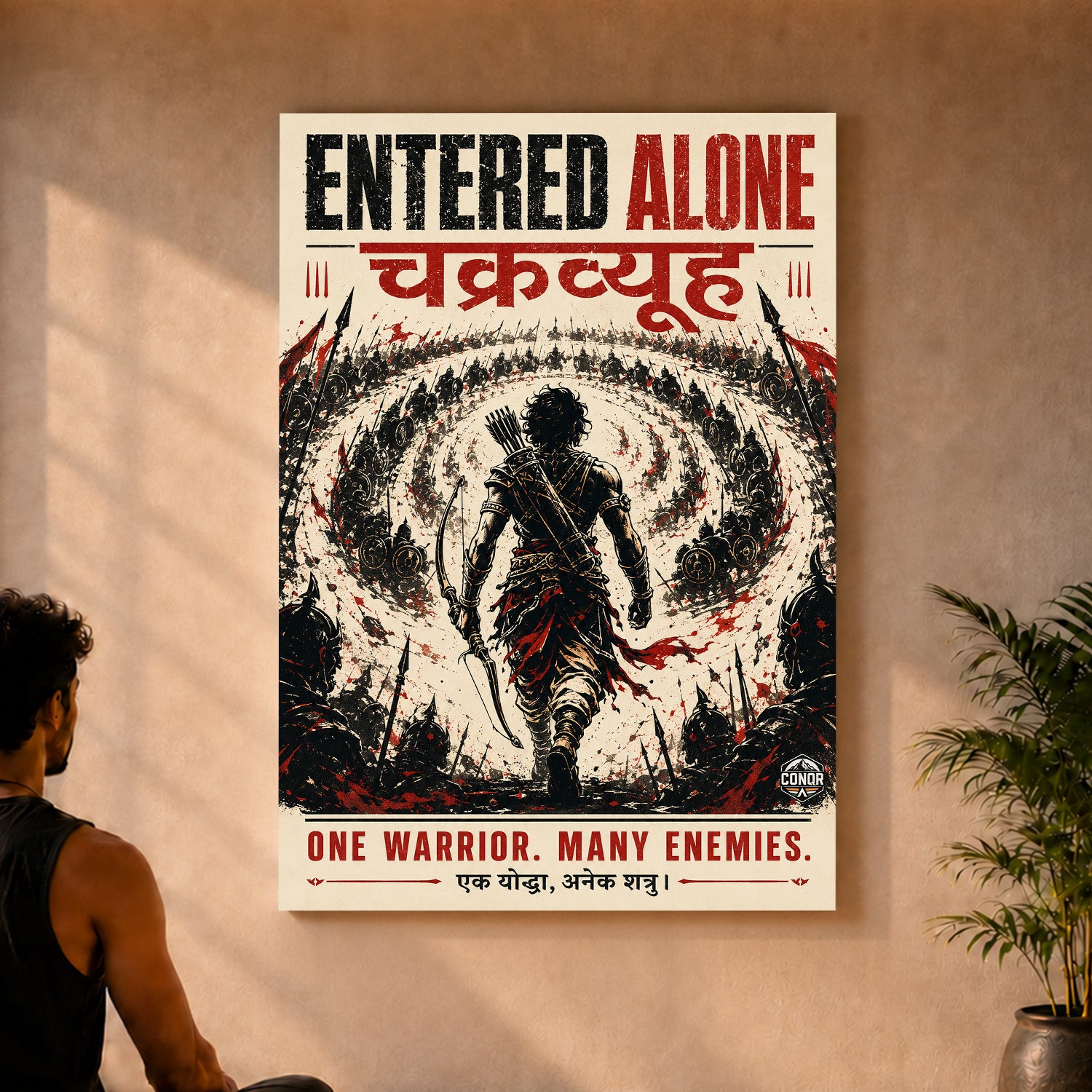 Entered Alone Chakravyuh - Canvas Wall Art (CONQR_ABHI_SAN_03)