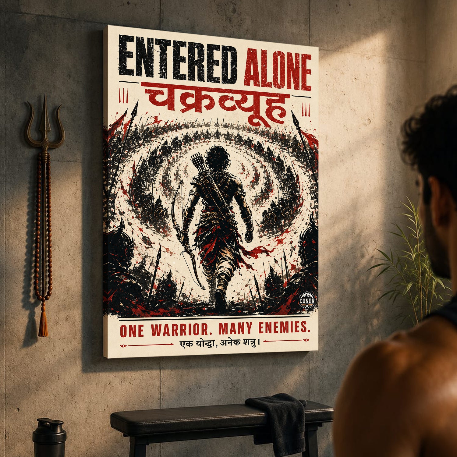 Entered Alone Chakravyuh - Canvas Wall Art (CONQR_ABHI_SAN_03)
