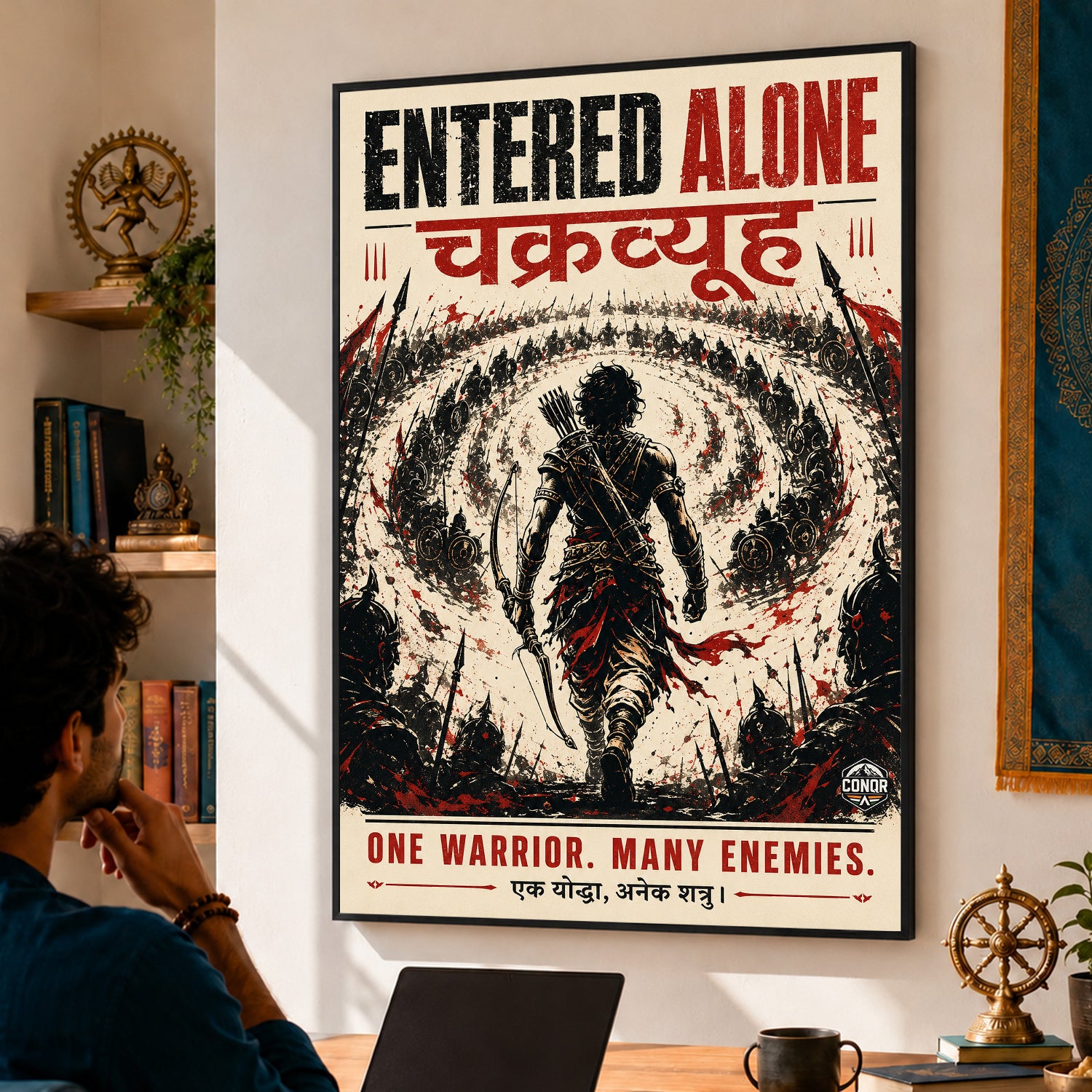 Entered Alone Chakravyuh - Canvas Wall Art (CONQR_ABHI_SAN_03)