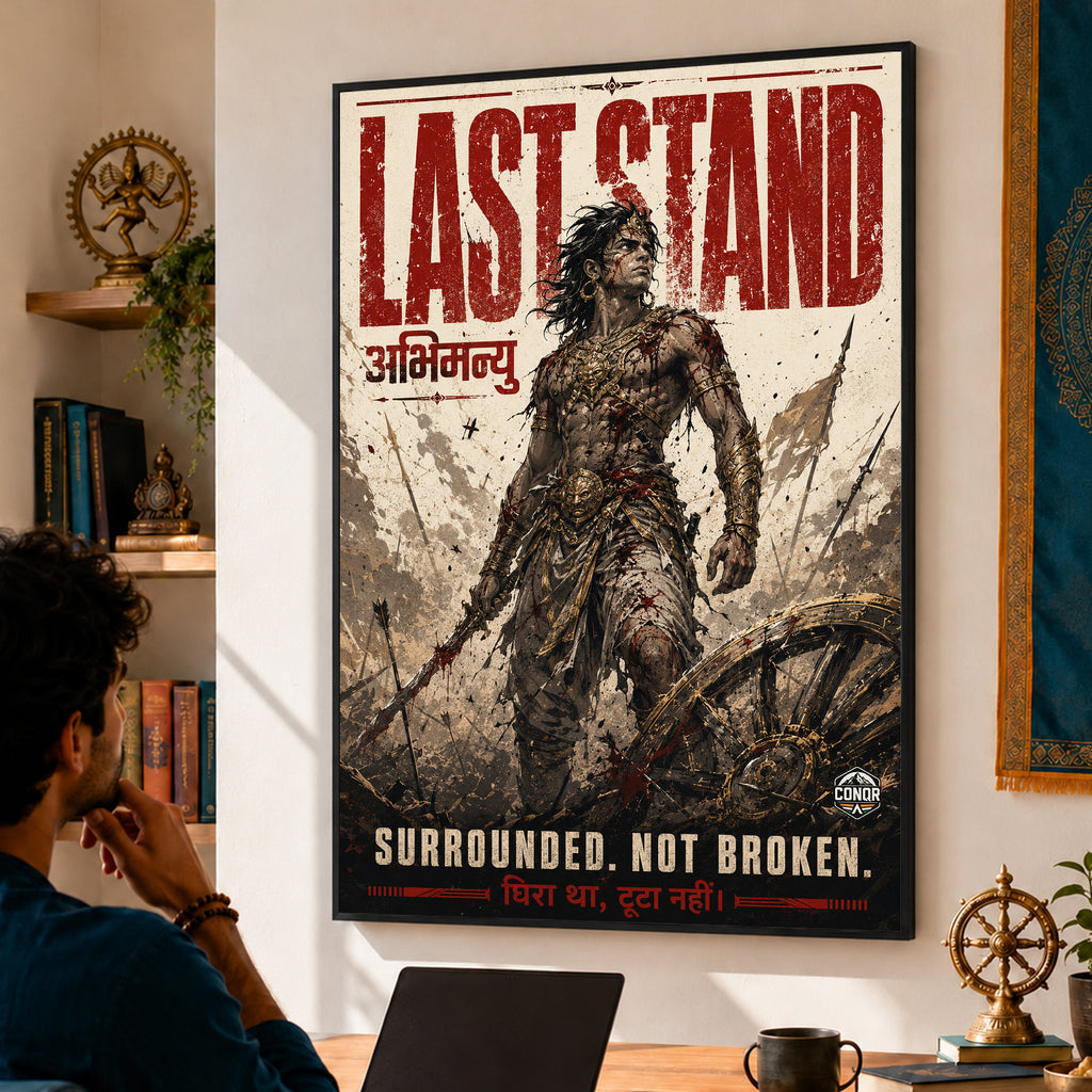 Last Stand Abhimanyu - Canvas Wall Art (CONQR_ABHI_SAN_04)