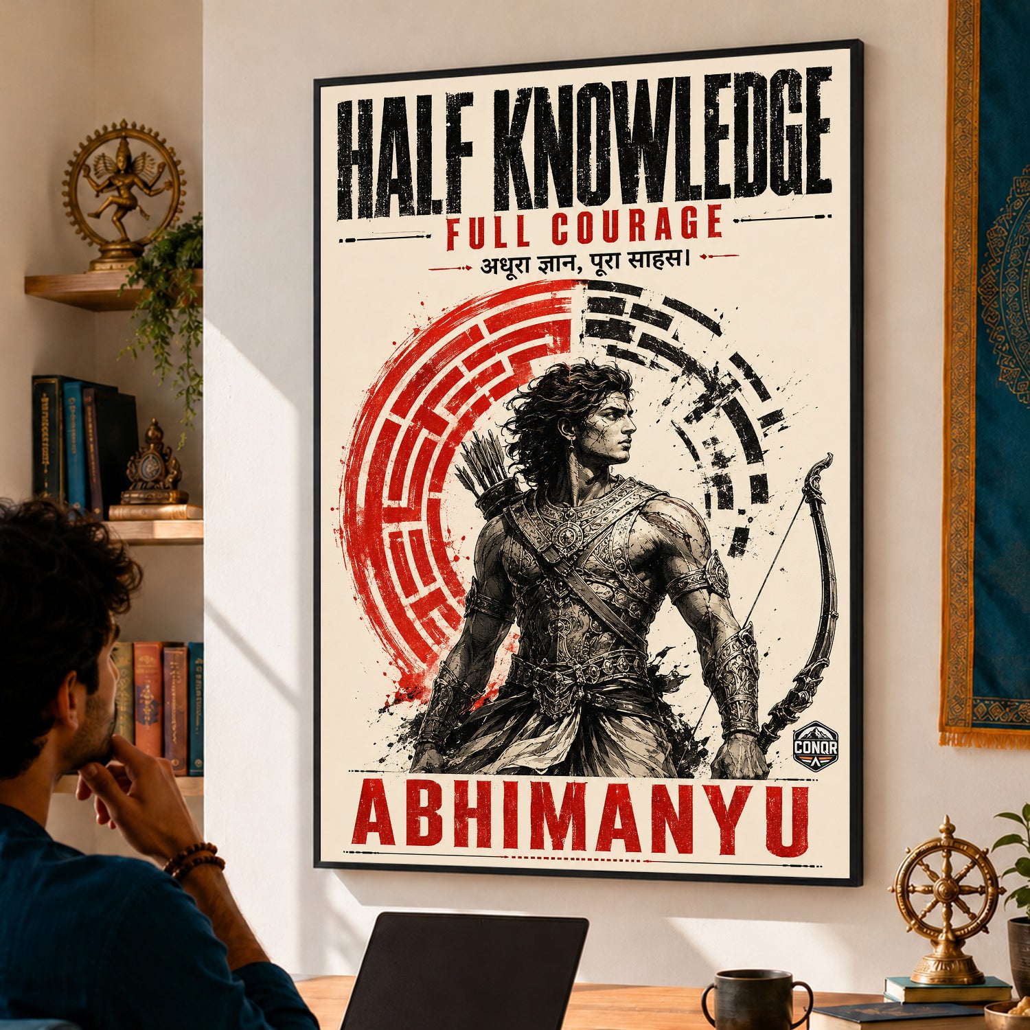 Half Knowledge Full Courage - Canvas Wall Art (CONQR_ABHI_SAN_08)