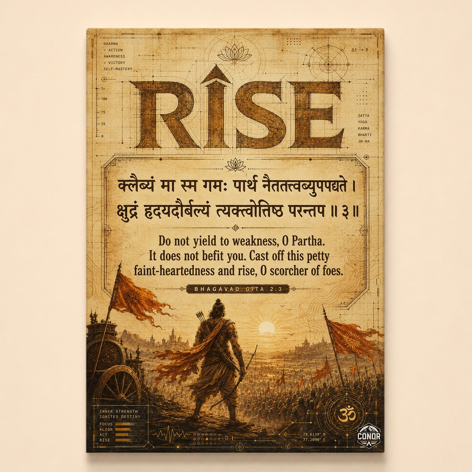 Rise Vintage Bhagavad Gita Wall Art (CONQR-SHLK-015)