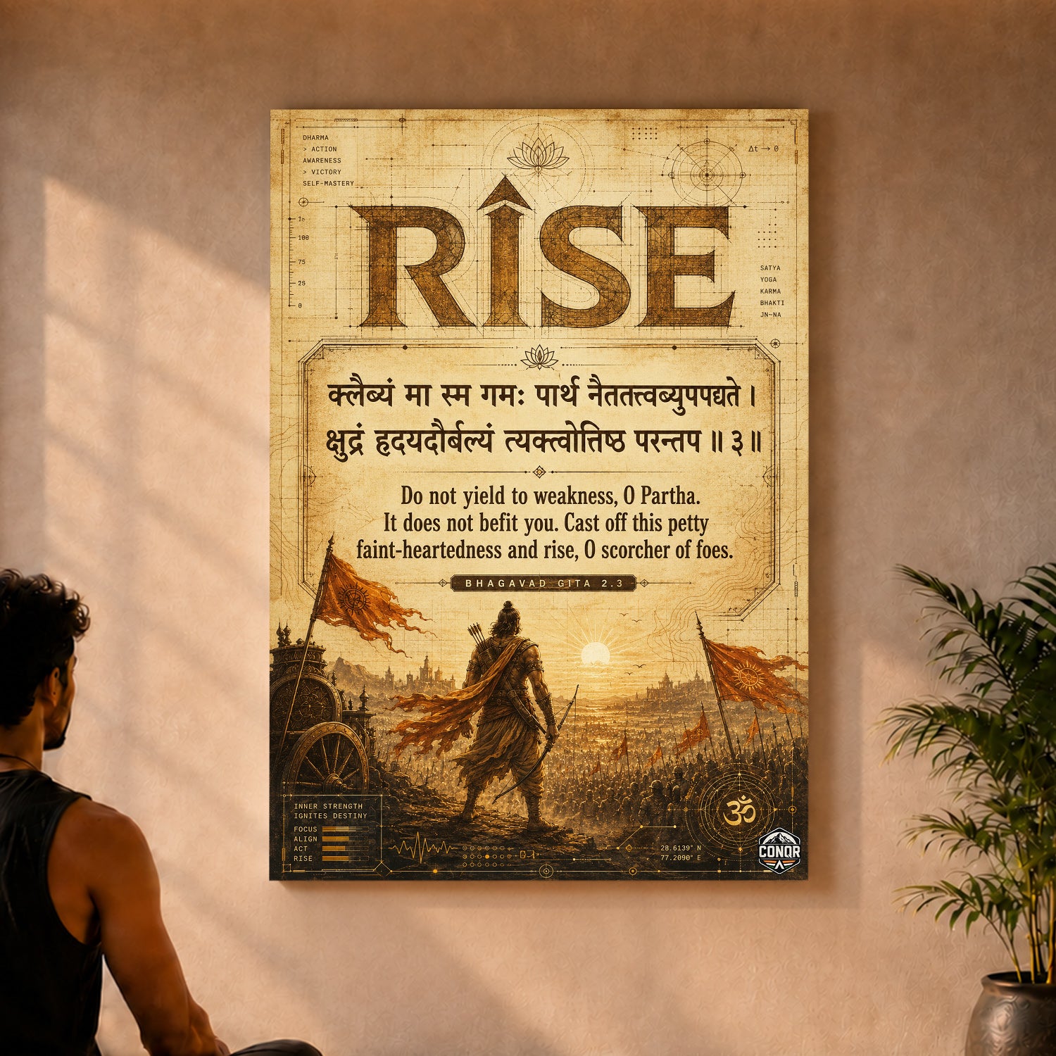 Rise Vintage Bhagavad Gita Wall Art (CONQR-SHLK-015)