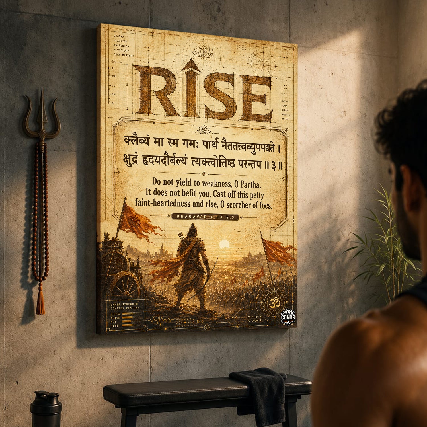 Rise Vintage Bhagavad Gita Wall Art (CONQR-SHLK-015)