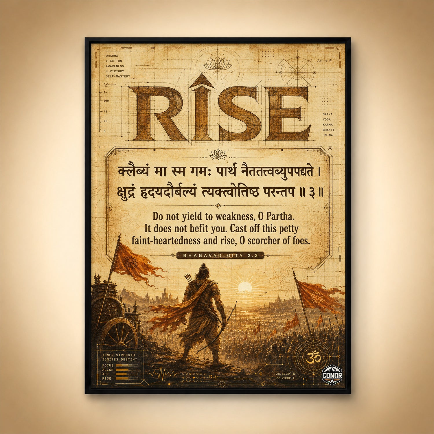 Rise Vintage Bhagavad Gita Wall Art (CONQR-SHLK-015)