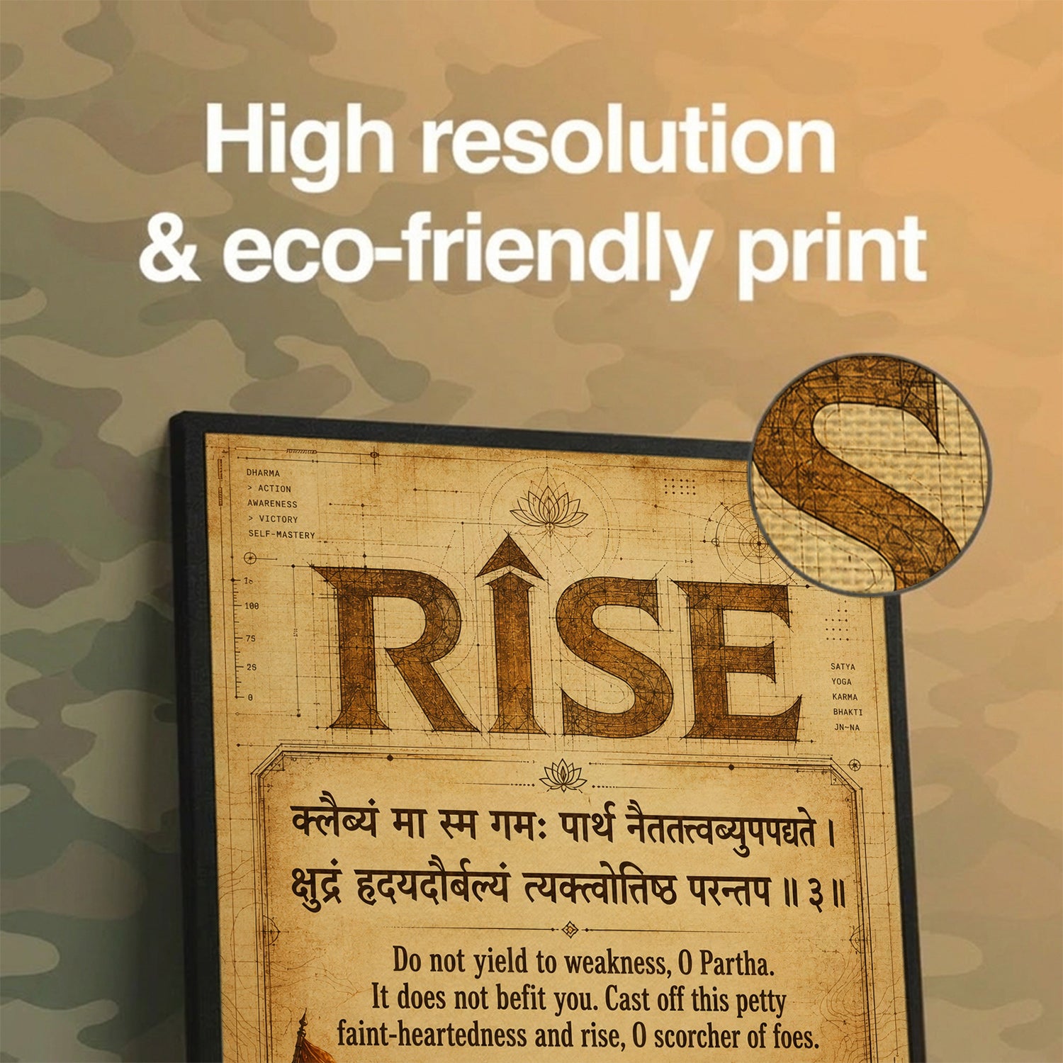 Rise Vintage Bhagavad Gita Wall Art (CONQR-SHLK-015)