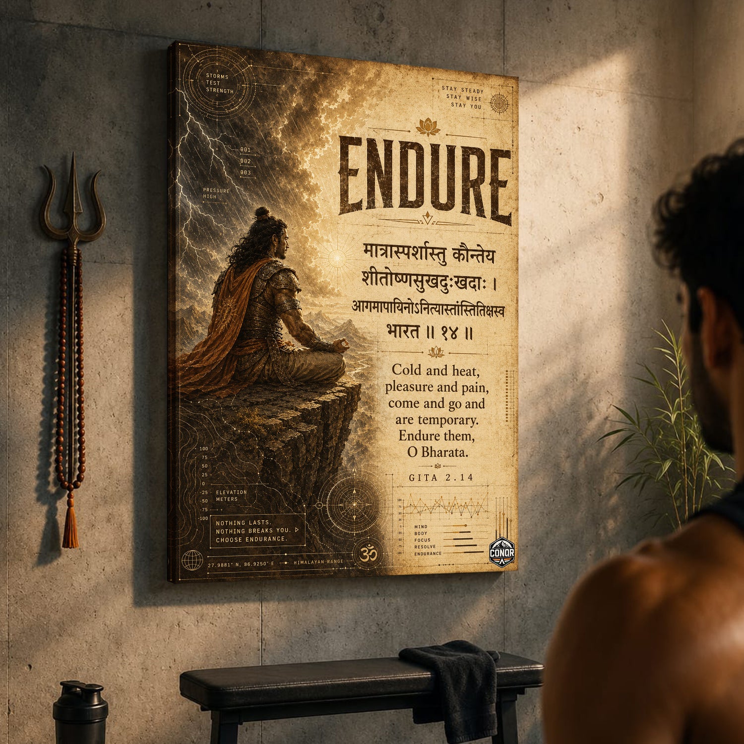 Endure Vintage Gita Shloka Wall Art (CONQR-SHLK-017)