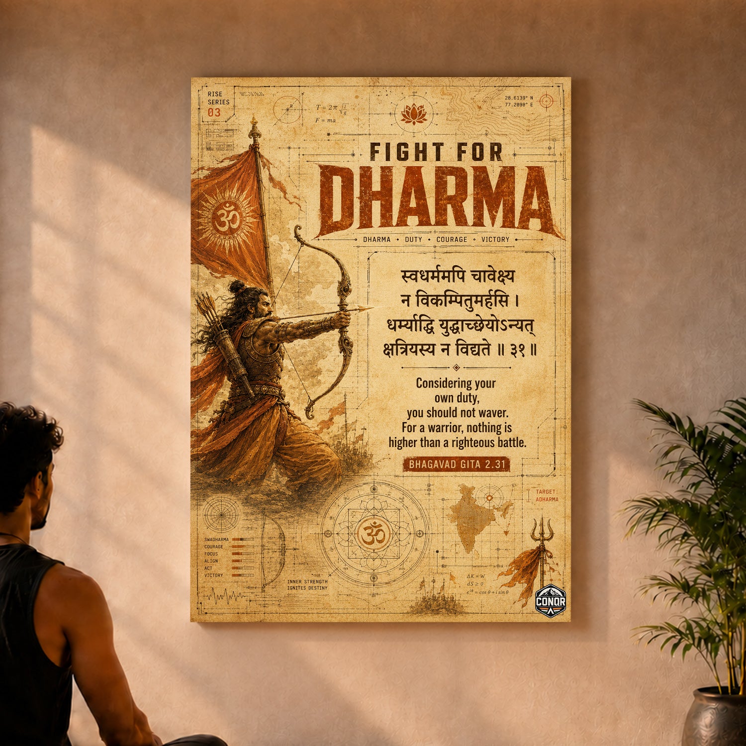 Fight For Dharma Vintage Wall Art (CONQR-SHLK-018)