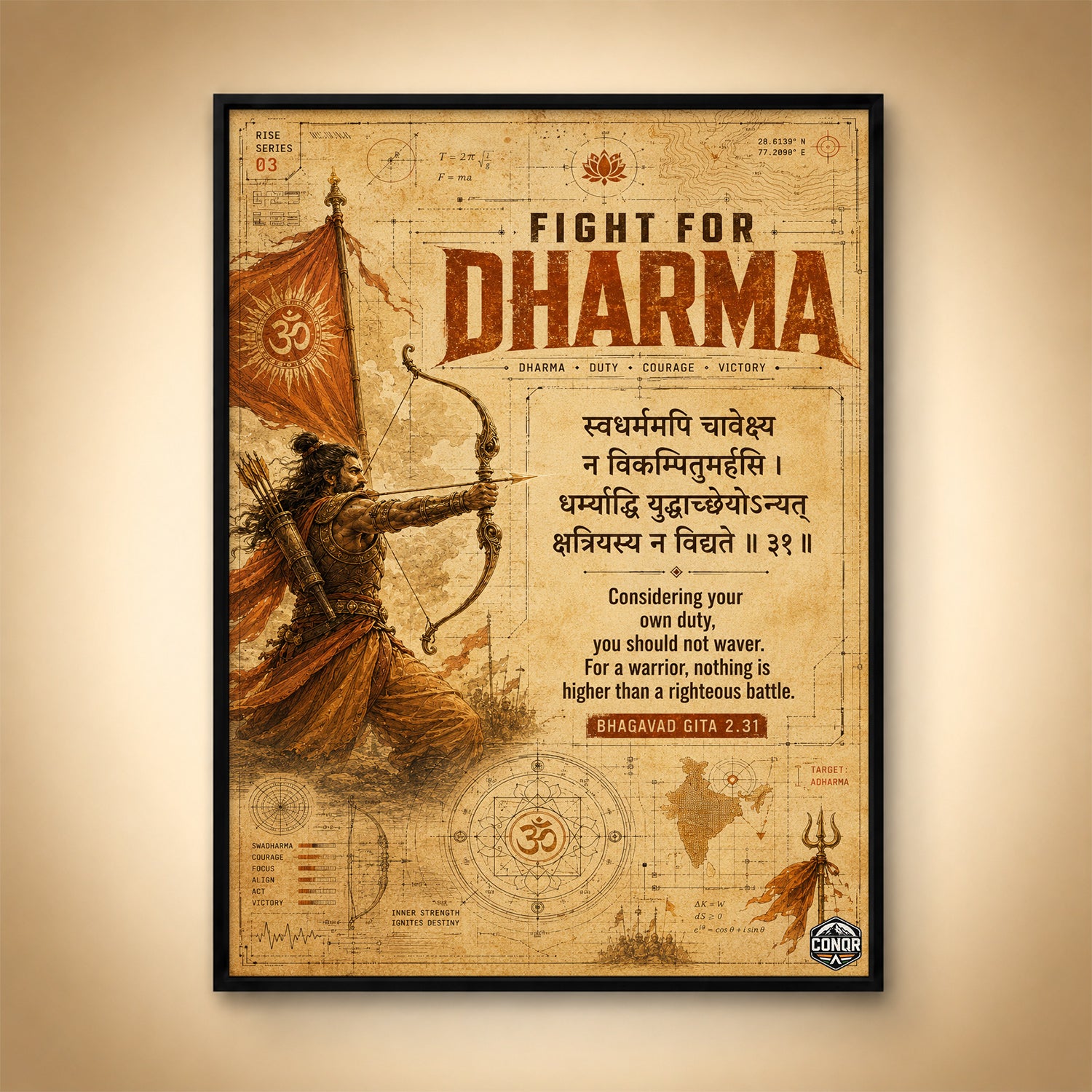 Fight For Dharma Vintage Wall Art (CONQR-SHLK-018)