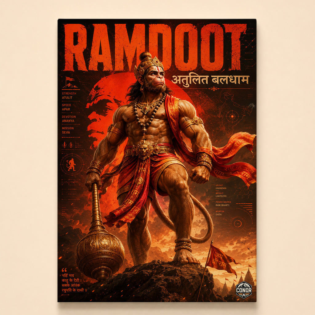 Ramdoot Hanuman - Canvas Wall Art (CONQR_SAN_RAM_13)
