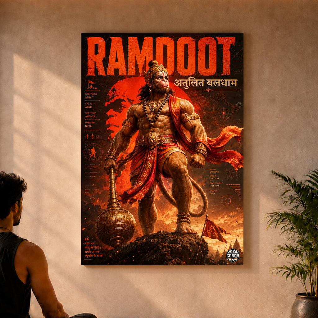 Ramdoot Hanuman - Canvas Wall Art (CONQR_SAN_RAM_13)