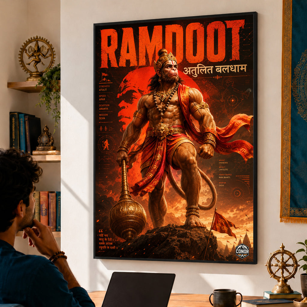 Ramdoot Hanuman - Canvas Wall Art (CONQR_SAN_RAM_13)