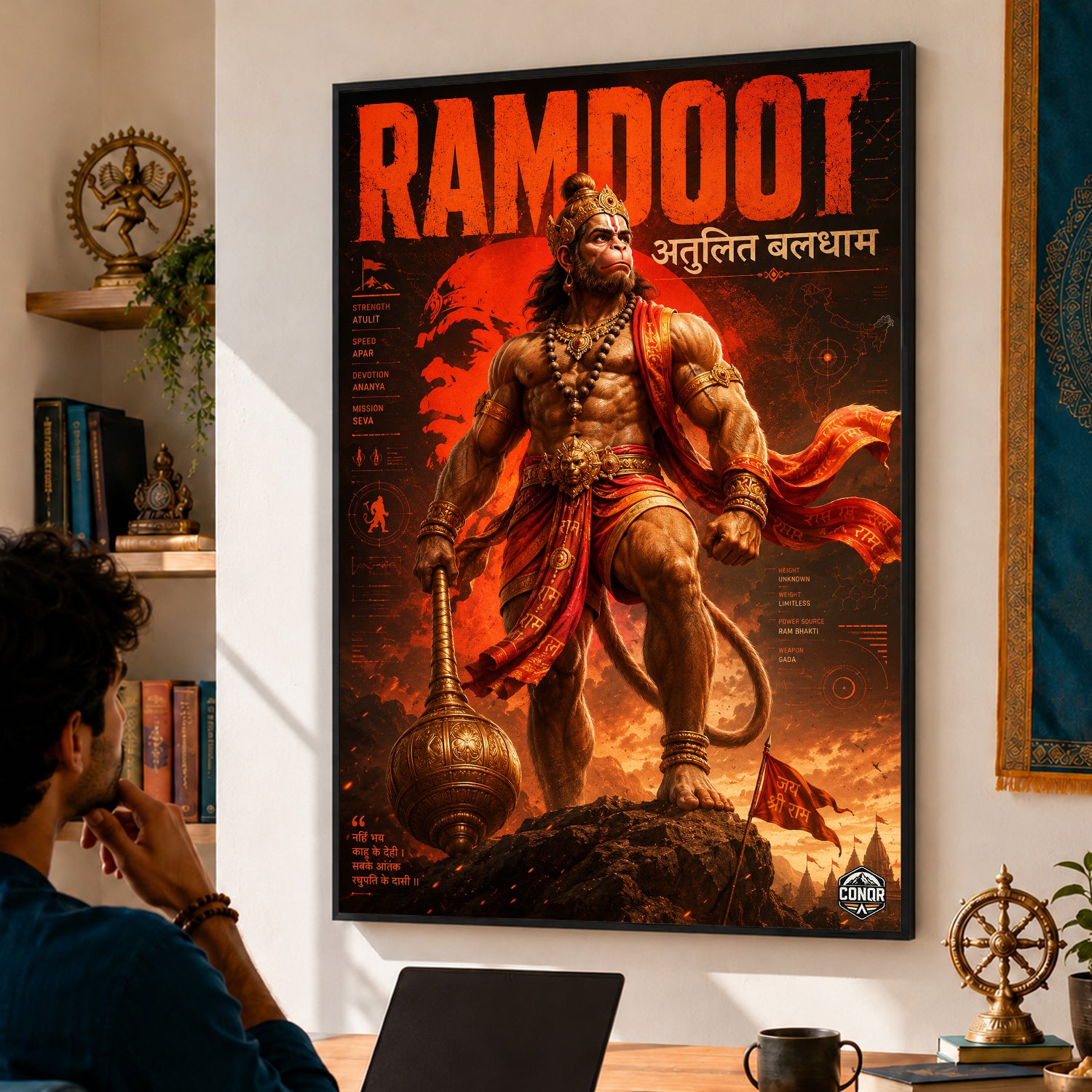 Ramdoot Hanuman - Canvas Wall Art (CONQR_SAN_RAM_13)