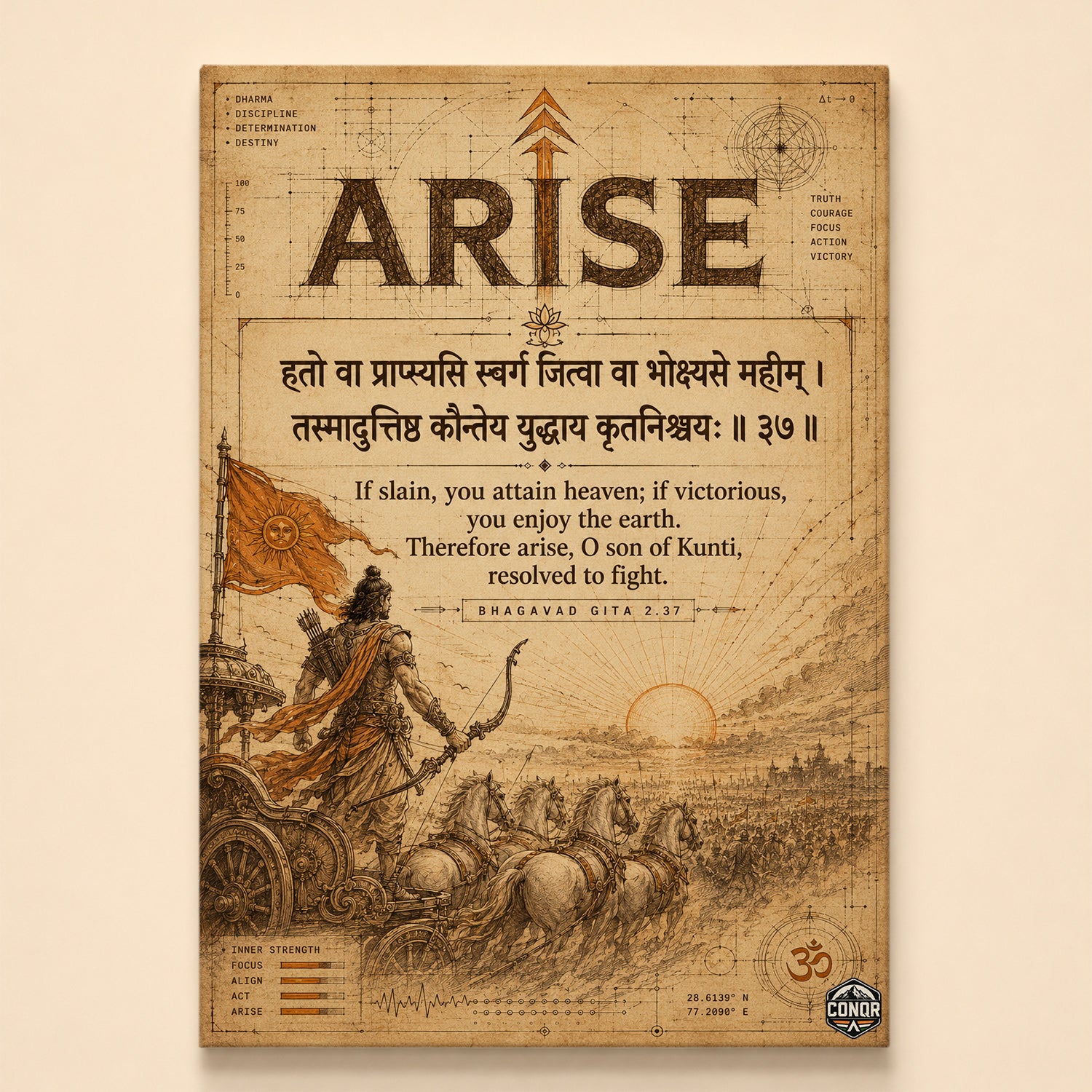 Arise Vintage Gita Warrior Wall Art (CONQR-SHLK-019)