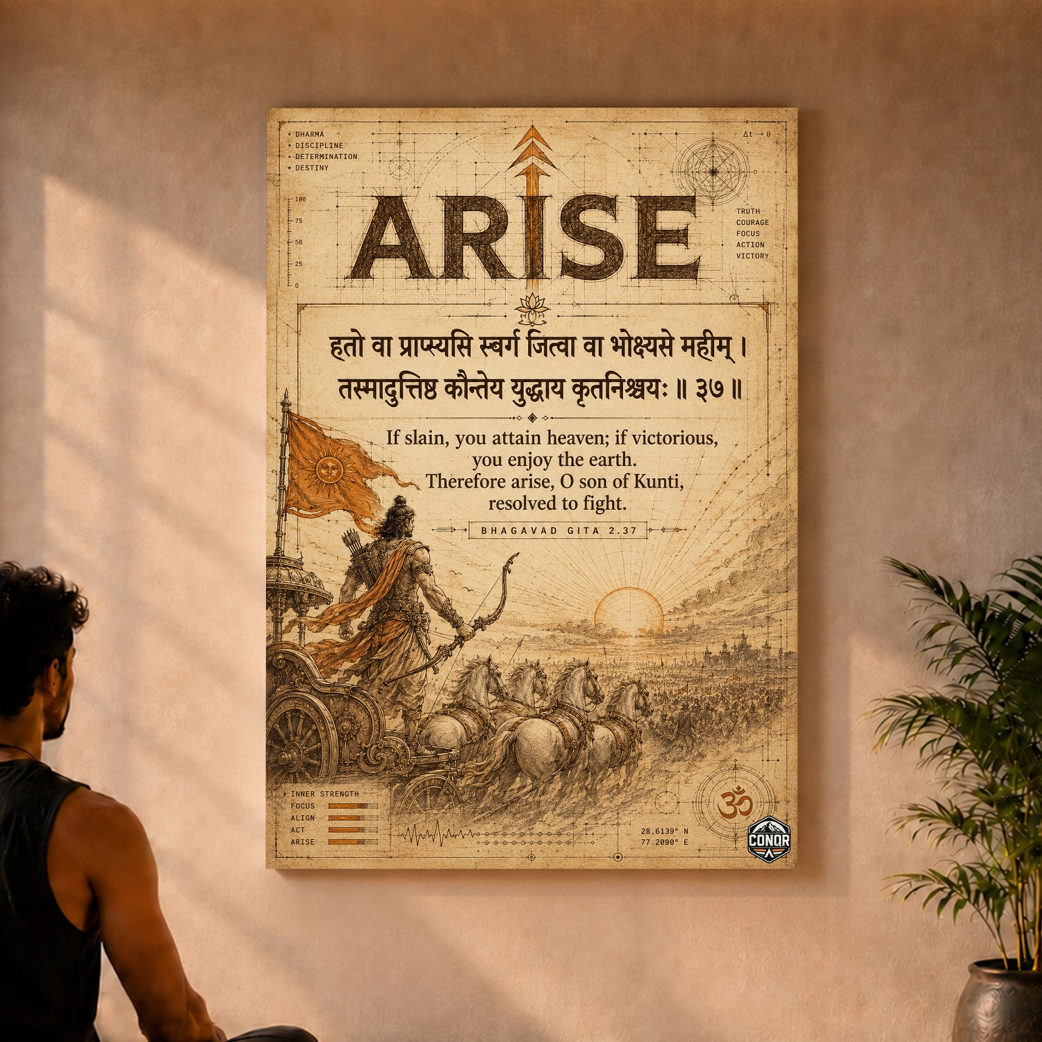Arise Vintage Gita Warrior Wall Art (CONQR-SHLK-019)