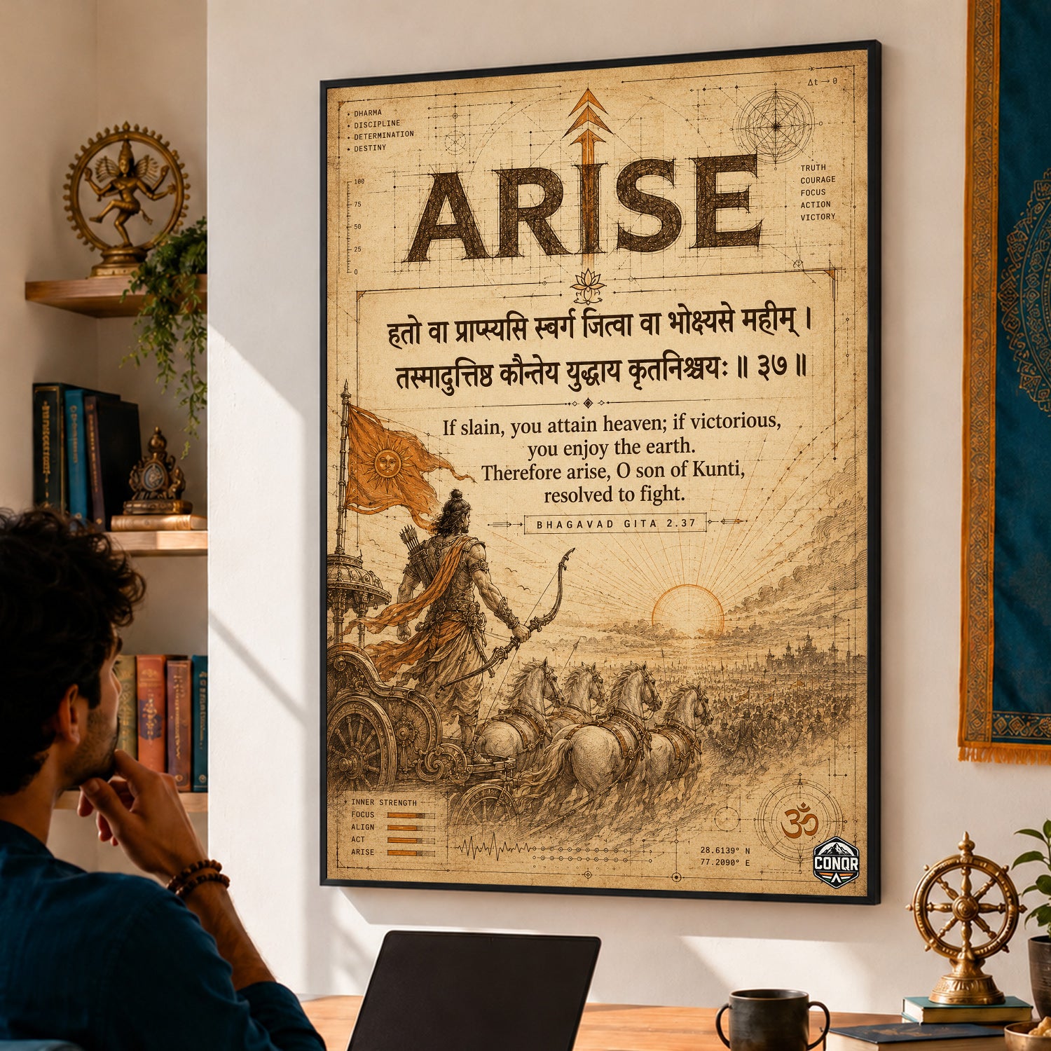 Arise Vintage Gita Warrior Wall Art (CONQR-SHLK-019)