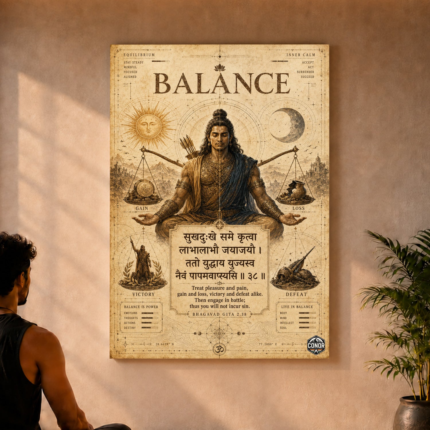 Balance Vintage Shiva Shloka Wall Art (CONQR-SHLK-020)
