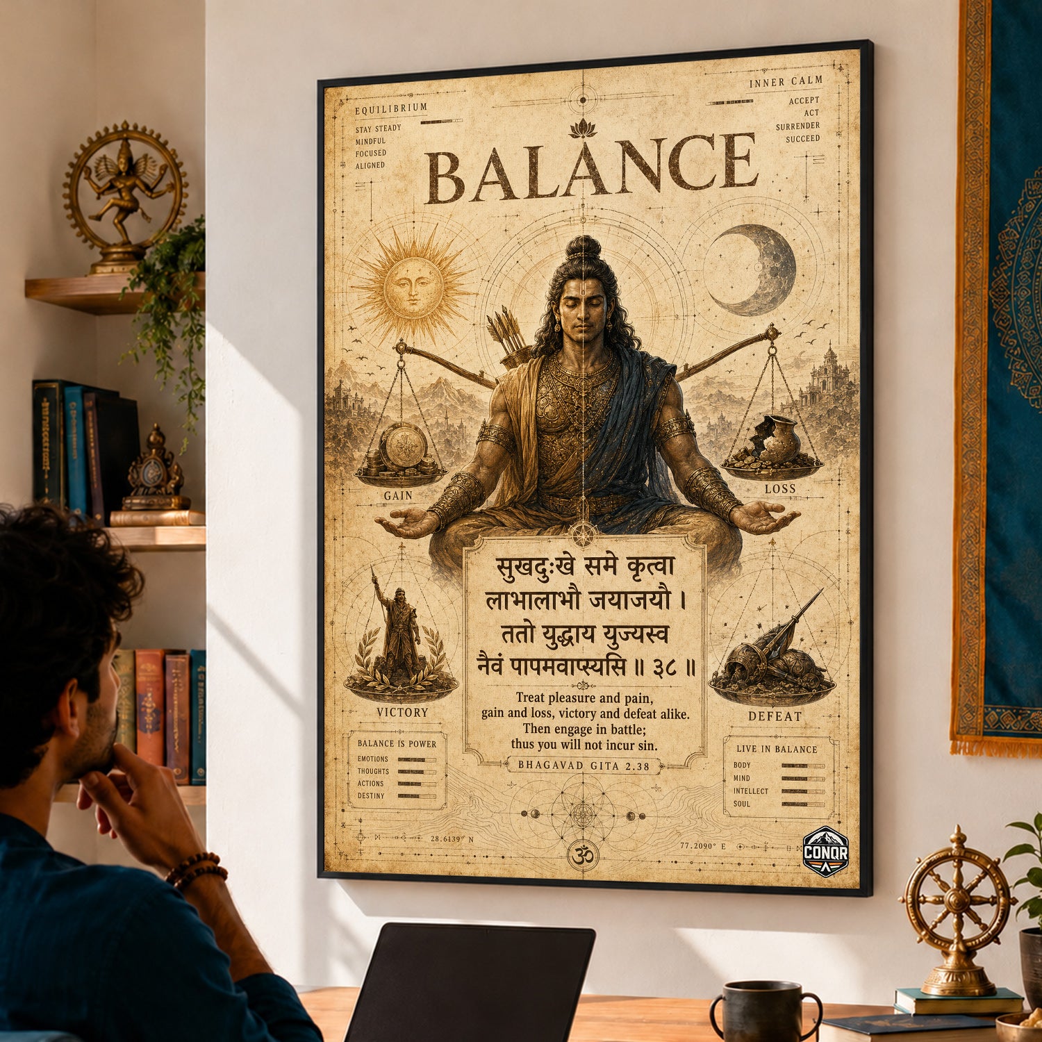 Balance Vintage Shiva Shloka Wall Art (CONQR-SHLK-020)