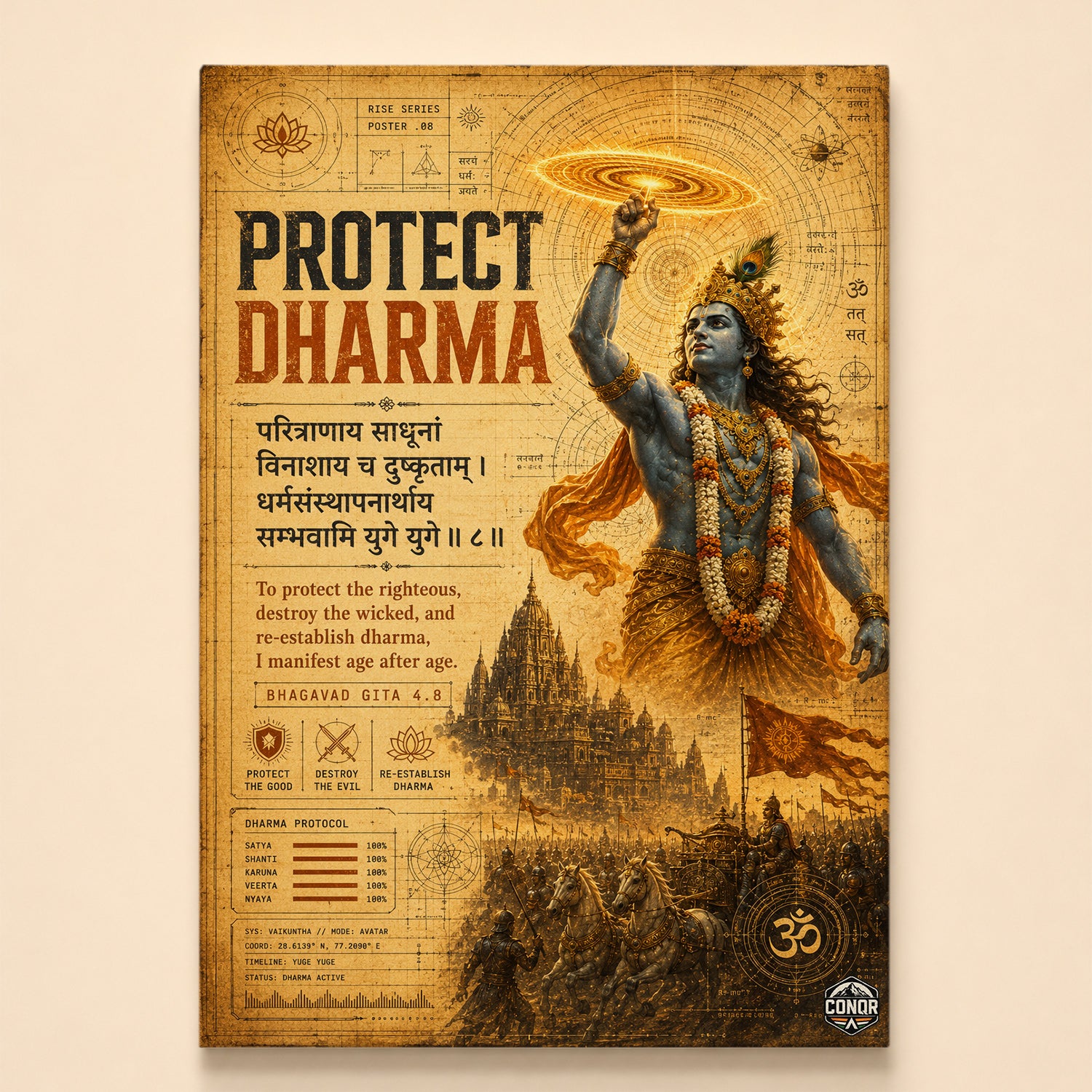 Protect Dharma Vintage Krishna Wall Art (CONQR-SHLK-023)
