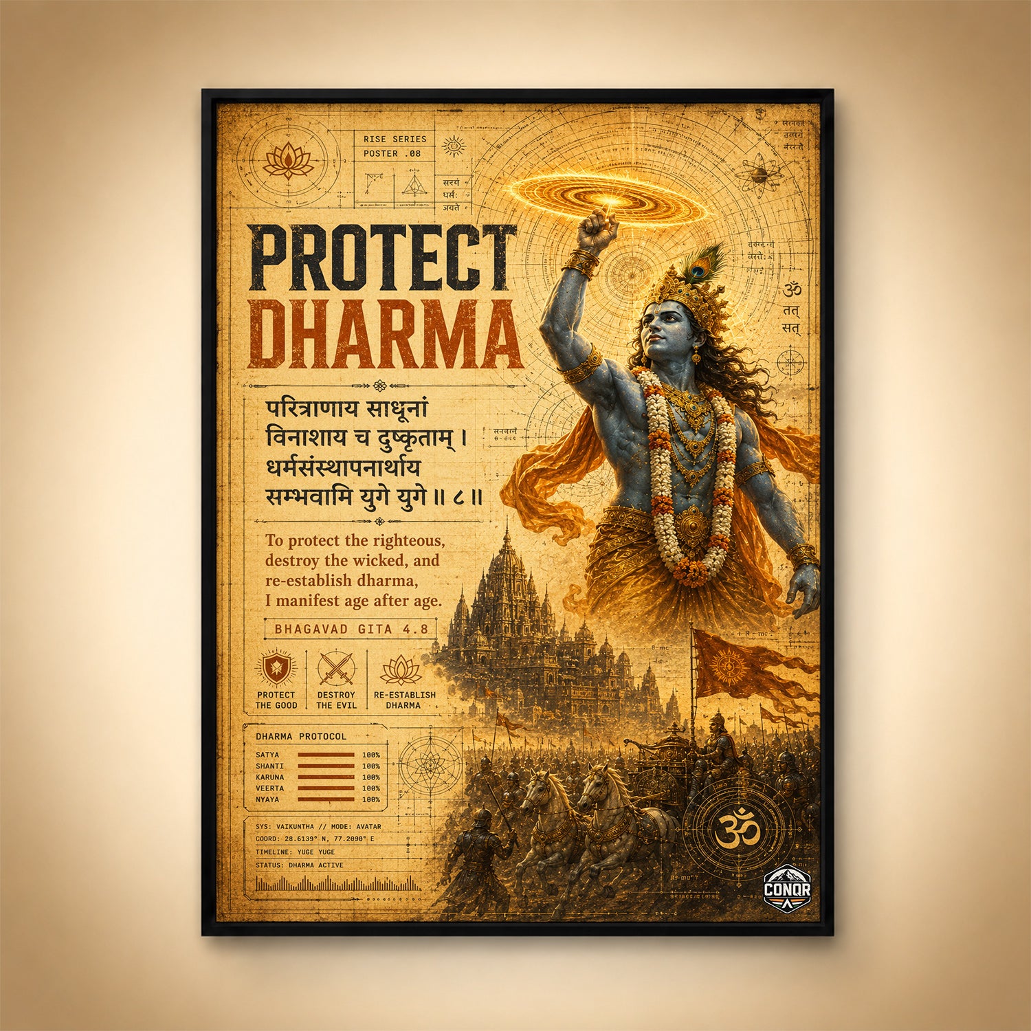Protect Dharma Vintage Krishna Wall Art (CONQR-SHLK-023)