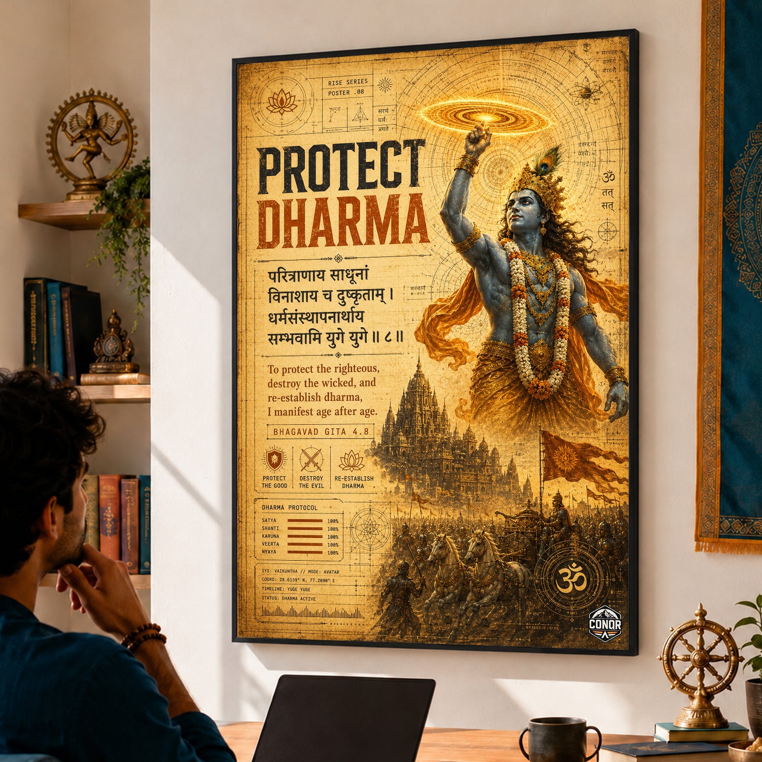 Protect Dharma Vintage Krishna Wall Art (CONQR-SHLK-023)