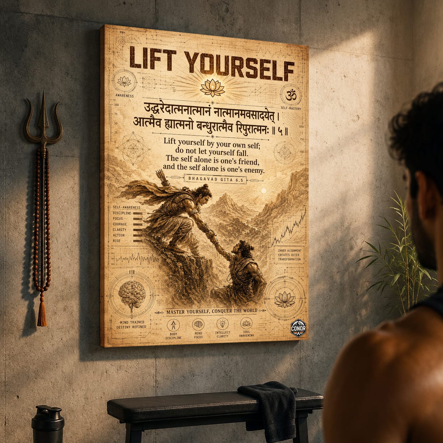 Lift Yourself Vintage Gita Wall Art (CONQR-SHLK-024)